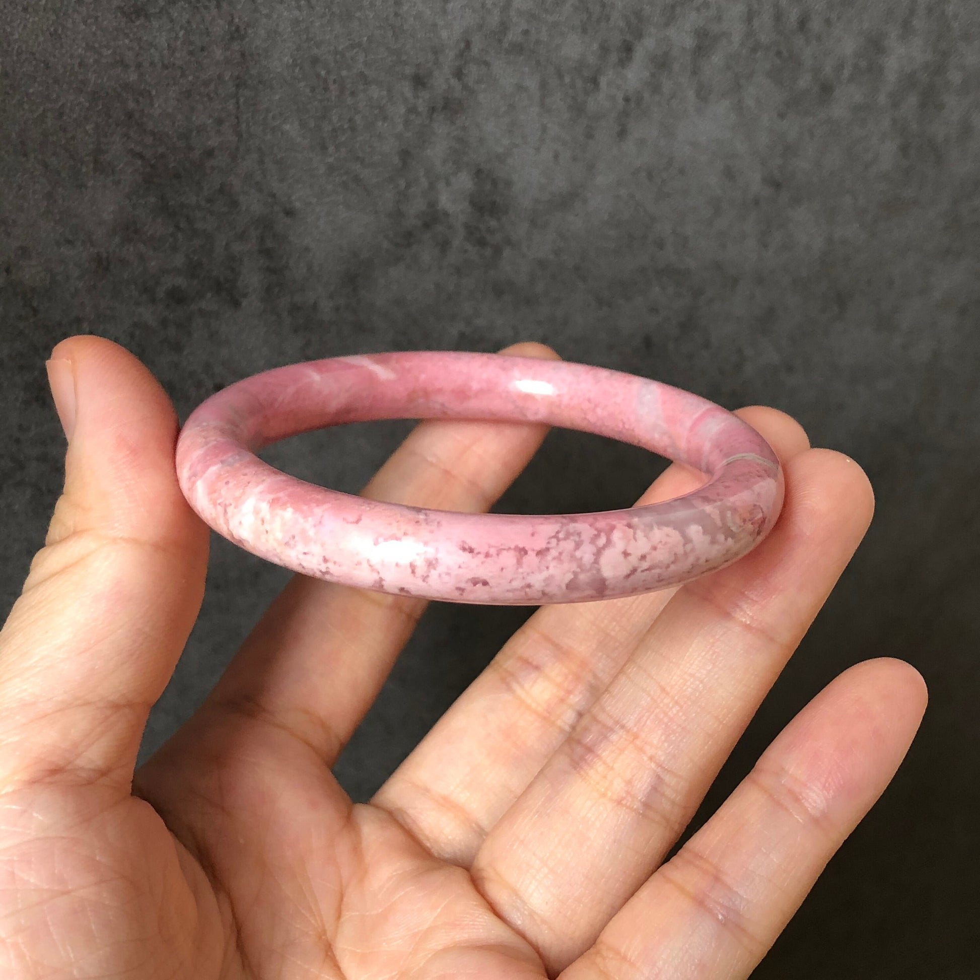 52.6mm Premium Natural Rhodonite Stone Bangle | Pink Sakura in the Spring | Cherry Blossom | Crystal Bangle Gemstone Jewelry | Healing Stone