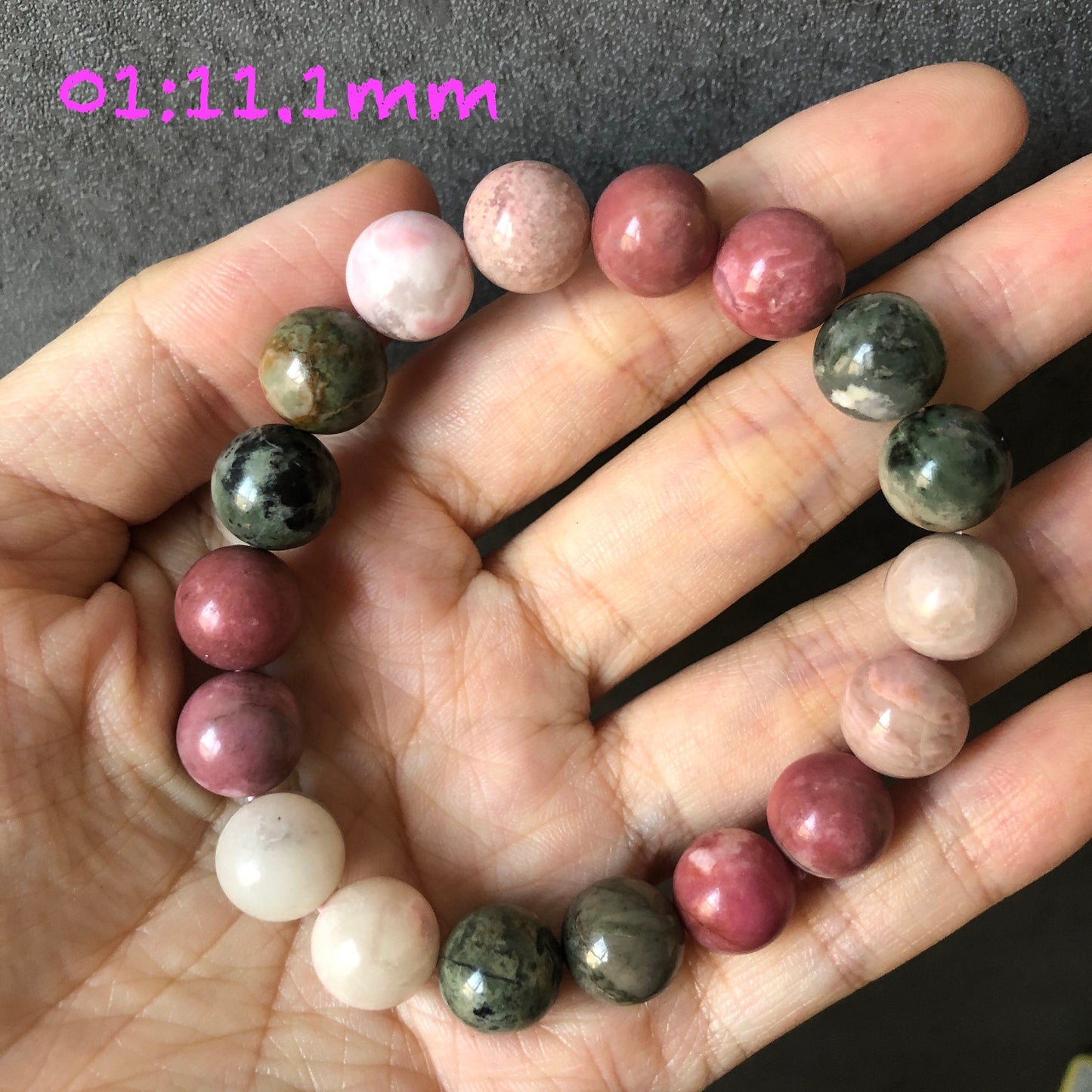 Natural Pink Rhodonite Stone Bracelets｜Candy Bracelet｜White Green Pink Crystal Bead Bracelet ｜Raw Stone Bracelet Jewelry | Healing Stone