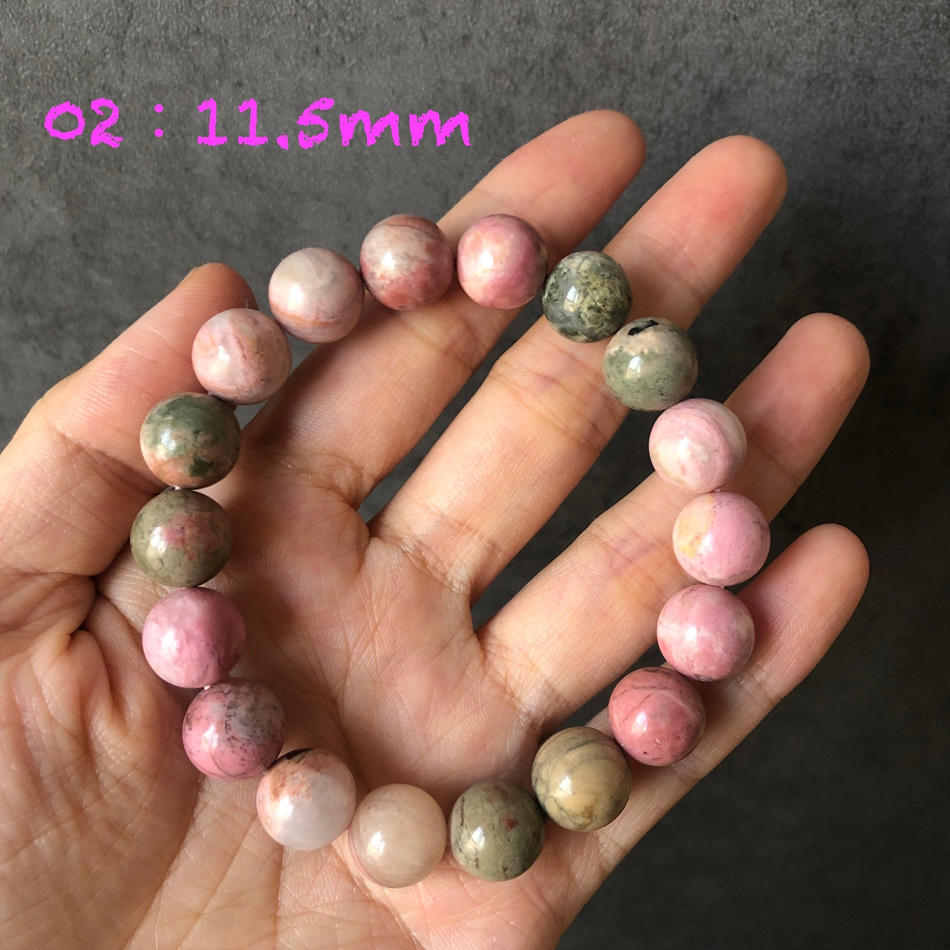 Natural Pink Rhodonite Stone Bracelets｜Candy Bracelet｜White Green Pink Crystal Bead Bracelet ｜Raw Stone Bracelet Jewelry | Healing Stone