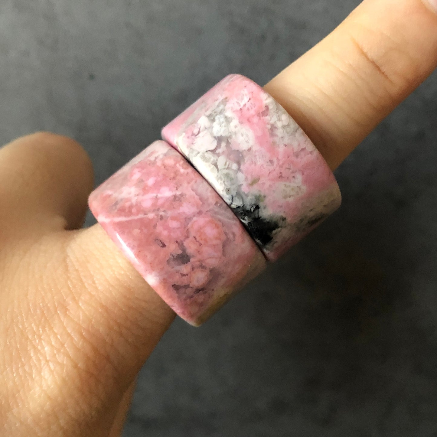 High Quality Natural Rhodonite Ring | Secret Rosy Garden| Sweet & Romantic | Icy Milky Pink | 16-17mm