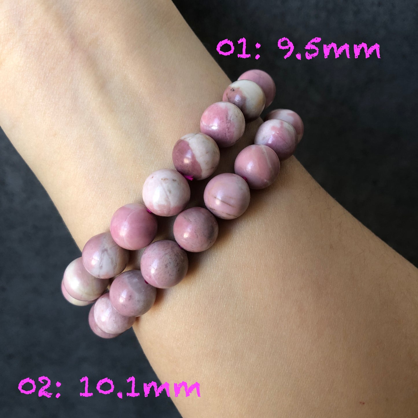 Natural Rhodonite Stone Bracelet | White Pink Crystal | Strawberry Vanilla | Raw Baby Pink Stone Crystal Gemstone Bracelet | Healing Stone