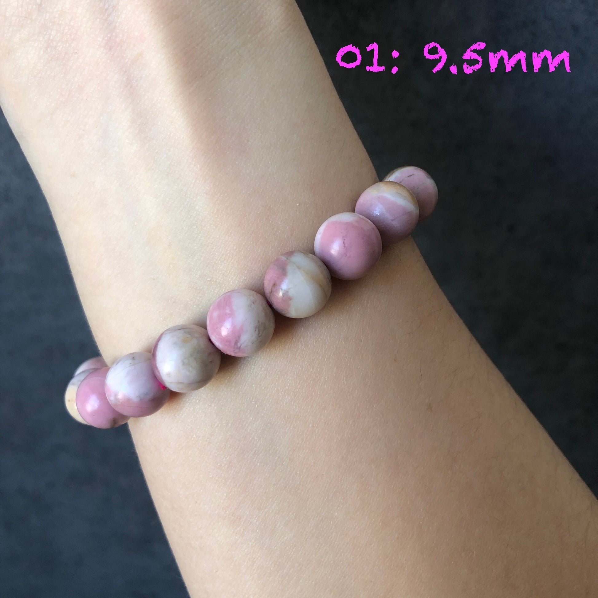 Natural Rhodonite Stone Bracelet | White Pink Crystal | Strawberry Vanilla | Raw Baby Pink Stone Crystal Gemstone Bracelet | Healing Stone