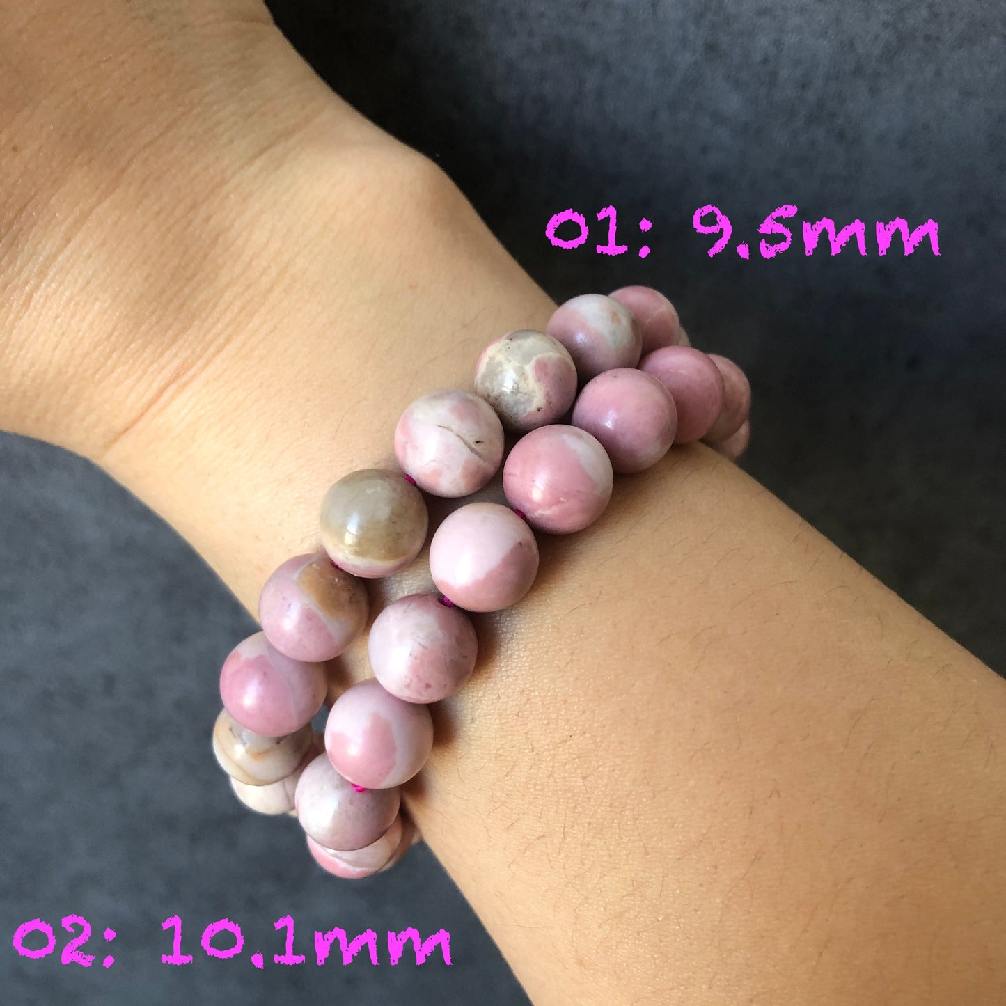 Natural Rhodonite Stone Bracelet | White Pink Crystal | Strawberry Vanilla | Raw Baby Pink Stone Crystal Gemstone Bracelet | Healing Stone