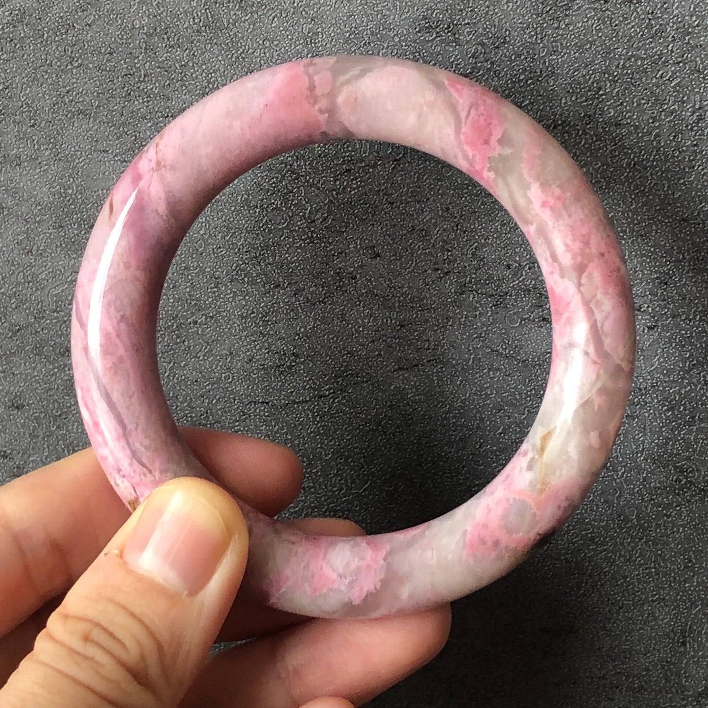 53.4mm High quality natural Rhodonite Bangle Bracelet| First Sakura | Cherry Blossom| Icy Pink | Romantic & Tender | Crystal Bangle