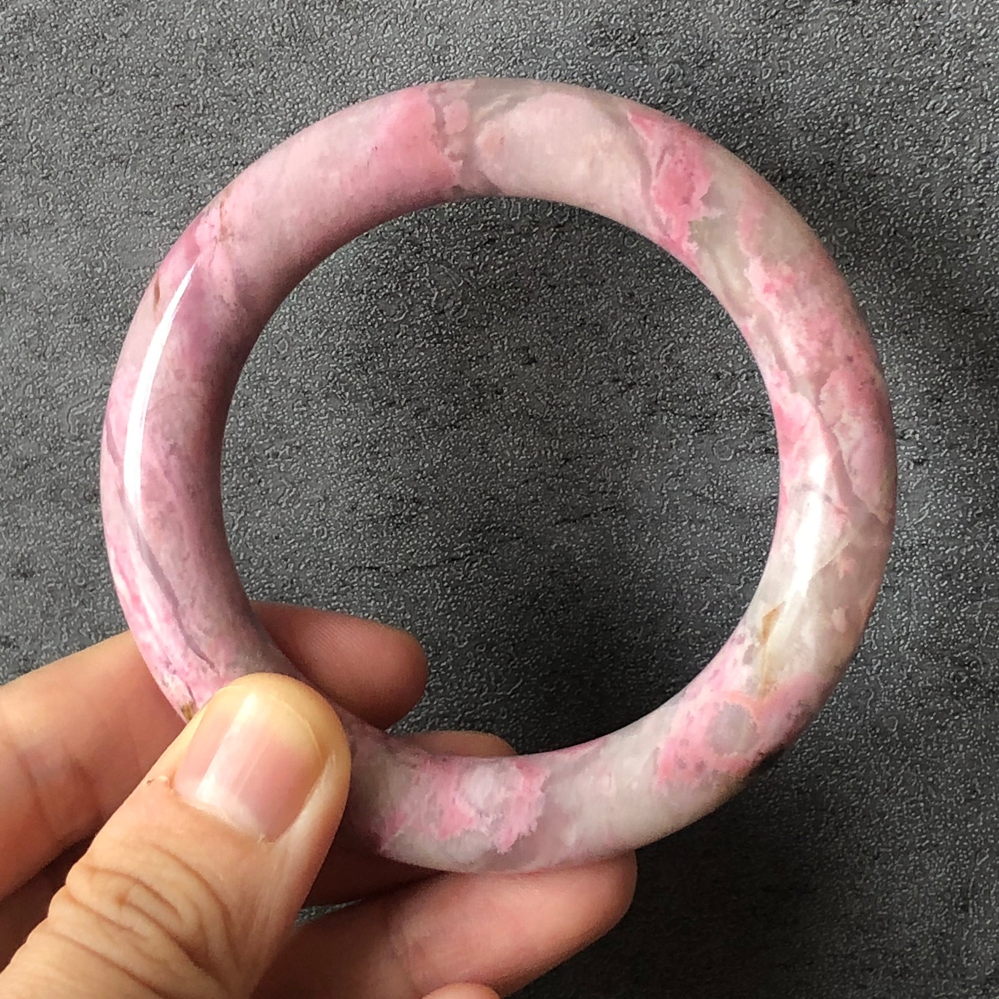 53.4mm High quality natural Rhodonite Bangle Bracelet| First Sakura | Cherry Blossom| Icy Pink | Romantic & Tender | Crystal Bangle