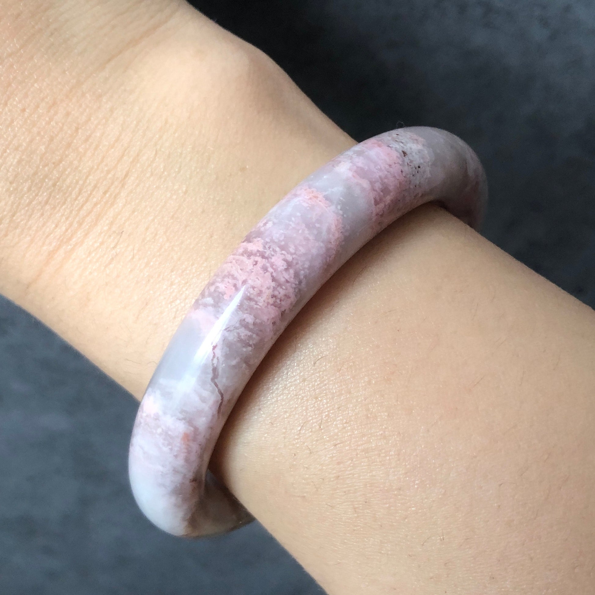 51.8mm High quality Natural Rhodonite Stone Bangle Bracelet | Pink Lace | Sakura Rain | Crystal Gemstone Bangle | Healing Stone Gift for Her