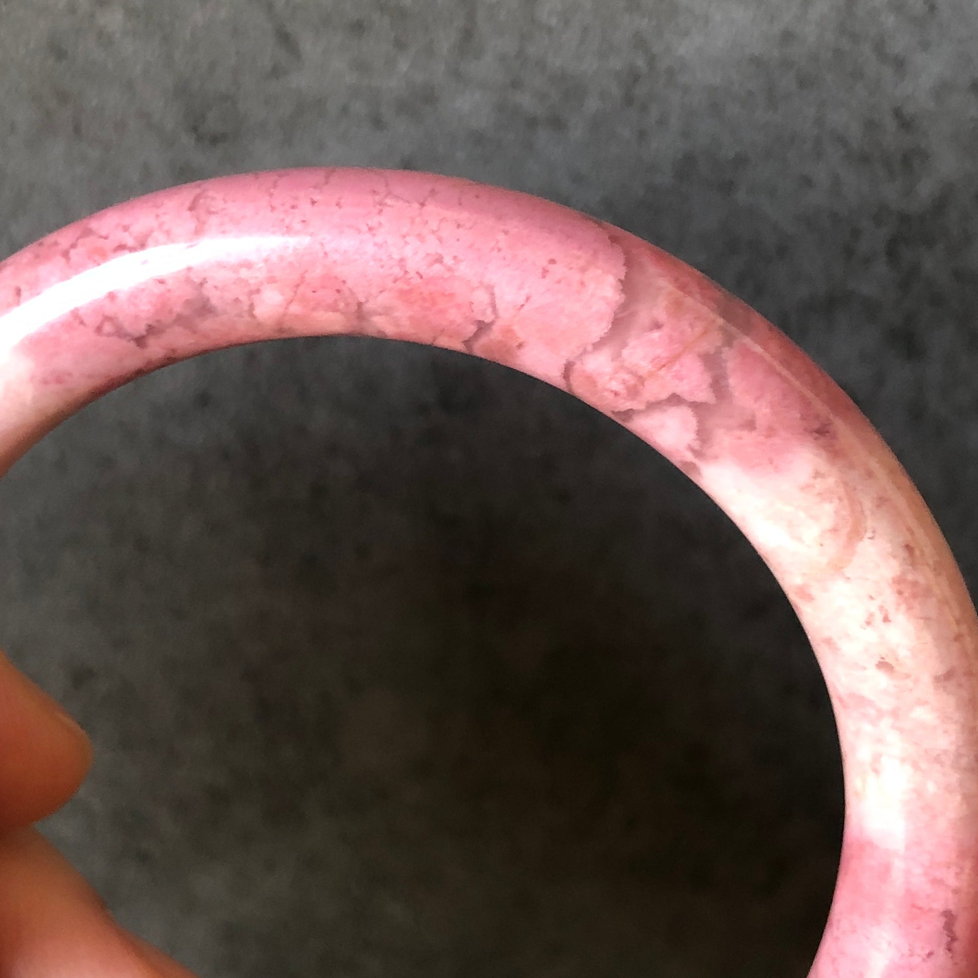 52.7mm Natural Rhodonite Bangle | Rose Garden | Rosy Pink | Crystal Gemstone Bangle for Women | Pink Raw Stone Bracelet | Healing Stone Gift