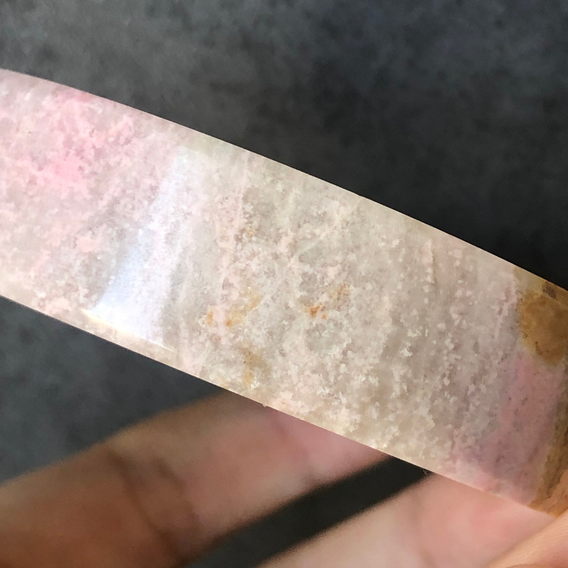 58.4mm Natural Rhodonite Bangle Bracelet | Autumn Rain | Golden Pink Sakura Rain | Raw Crystal Gemstone Bangle | Pink Stone Bangle for Women