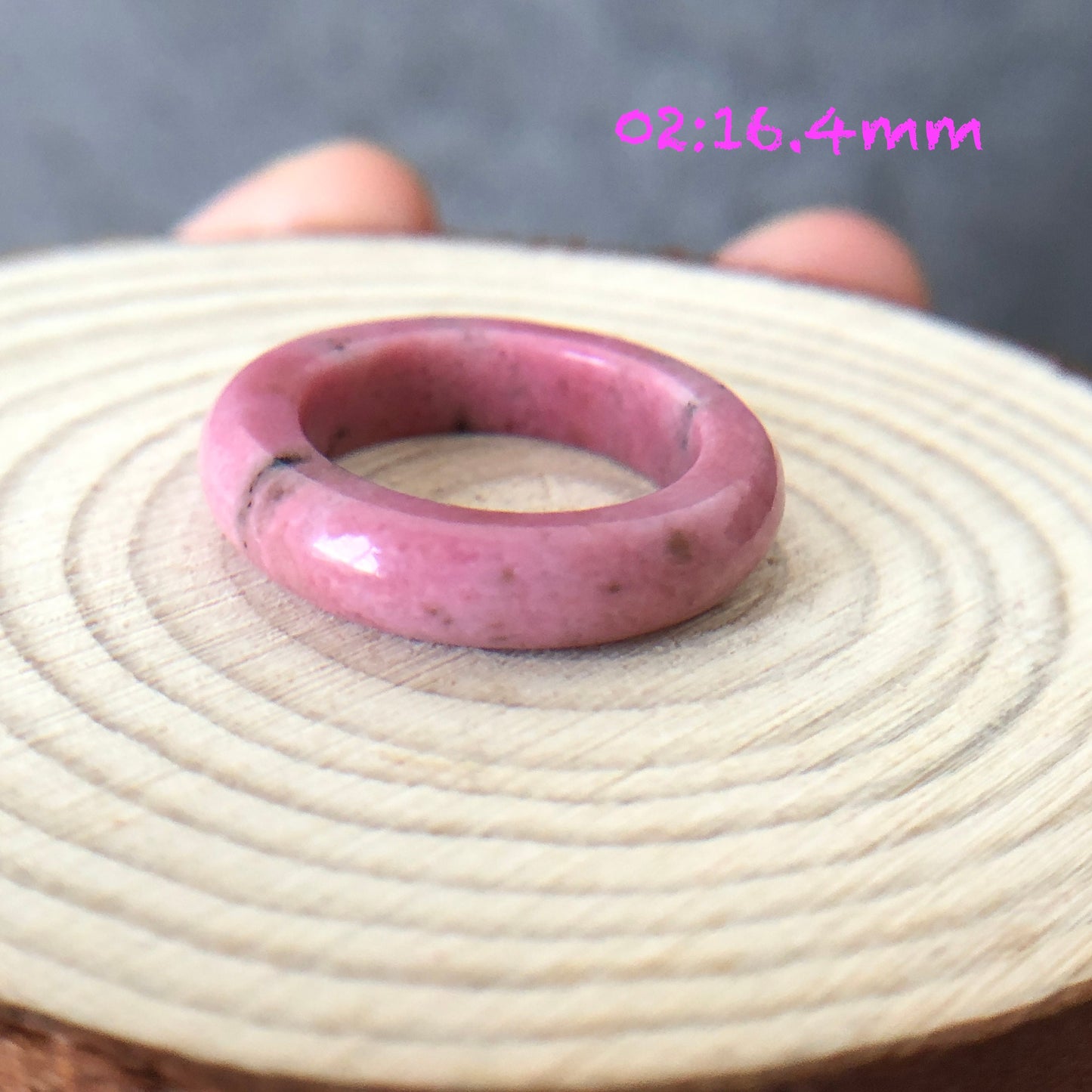 Natural High Quality Rhodonite Ring | 15-17mm | US 4.5-7 | Natural Stone| Healing Stone