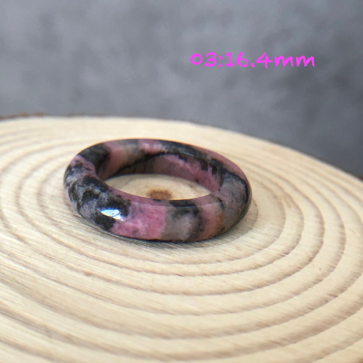 Natural High Quality Rhodonite Ring | 15-17mm | US 4.5-7 | Natural Stone| Healing Stone