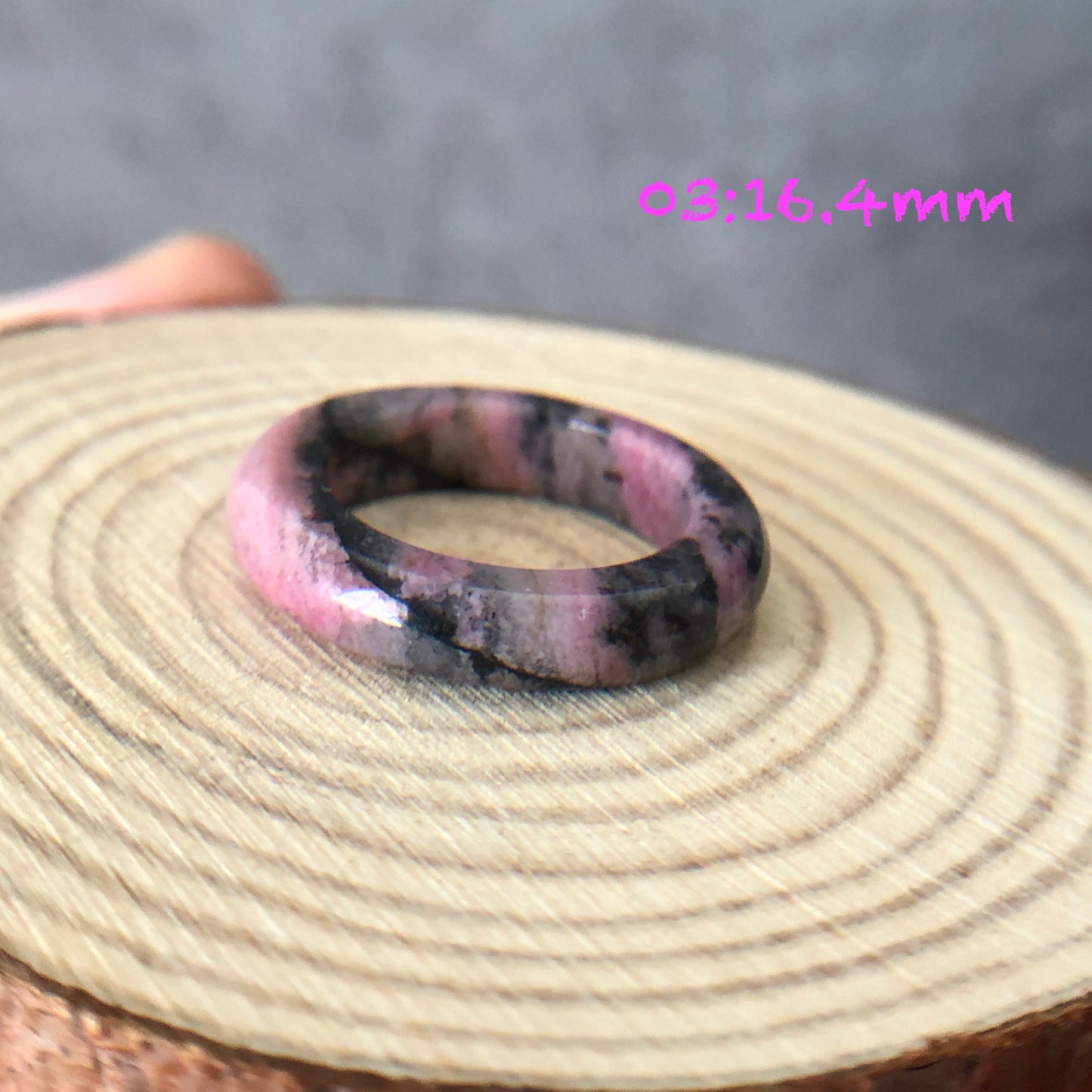 Natural High Quality Rhodonite Ring | 15-17mm | US 4.5-7 | Natural Stone| Healing Stone