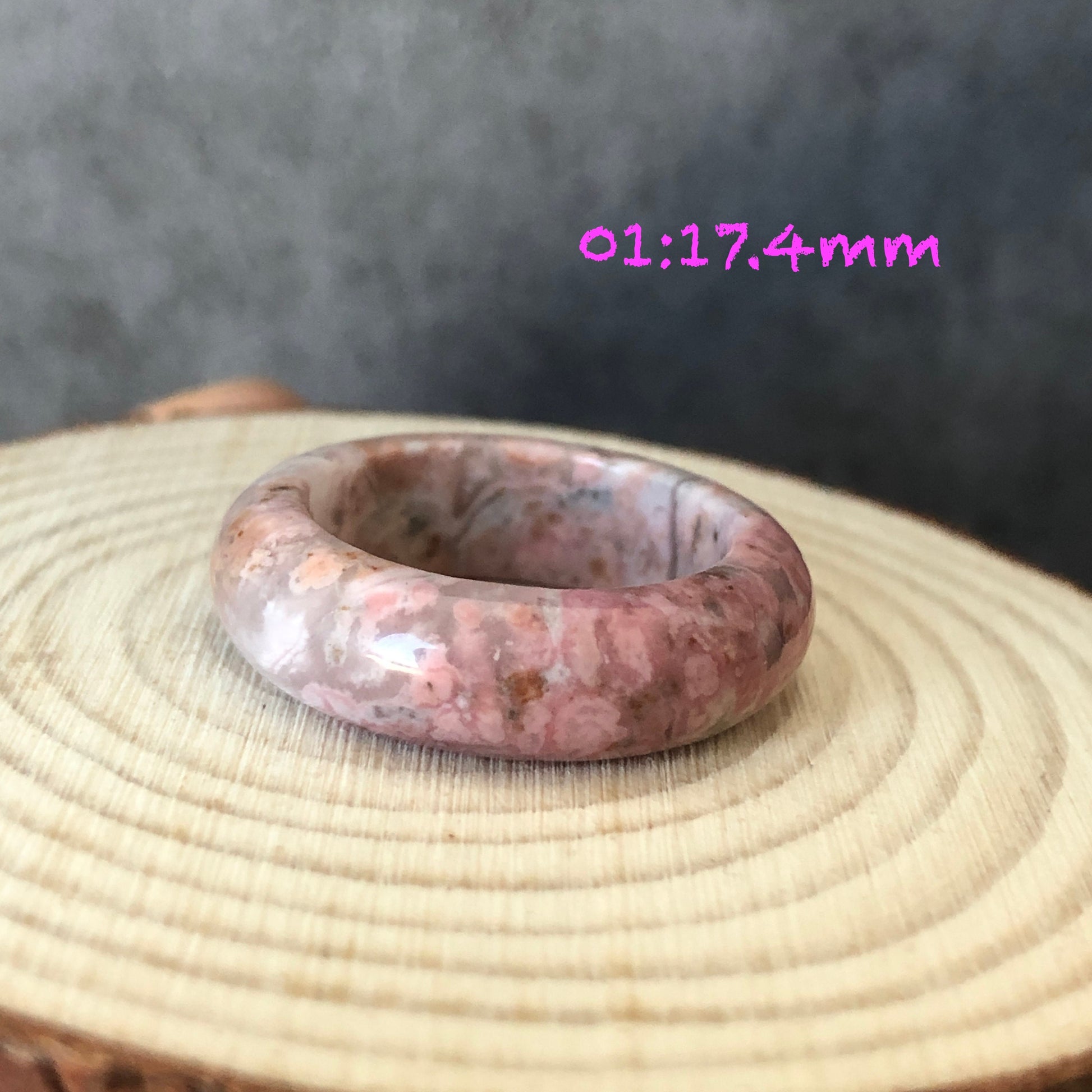 Natural High Quality Rhodonite Ring | Wedding Dress | 17mm | US 7 -7.5 | Natural Stone| Healing Stone