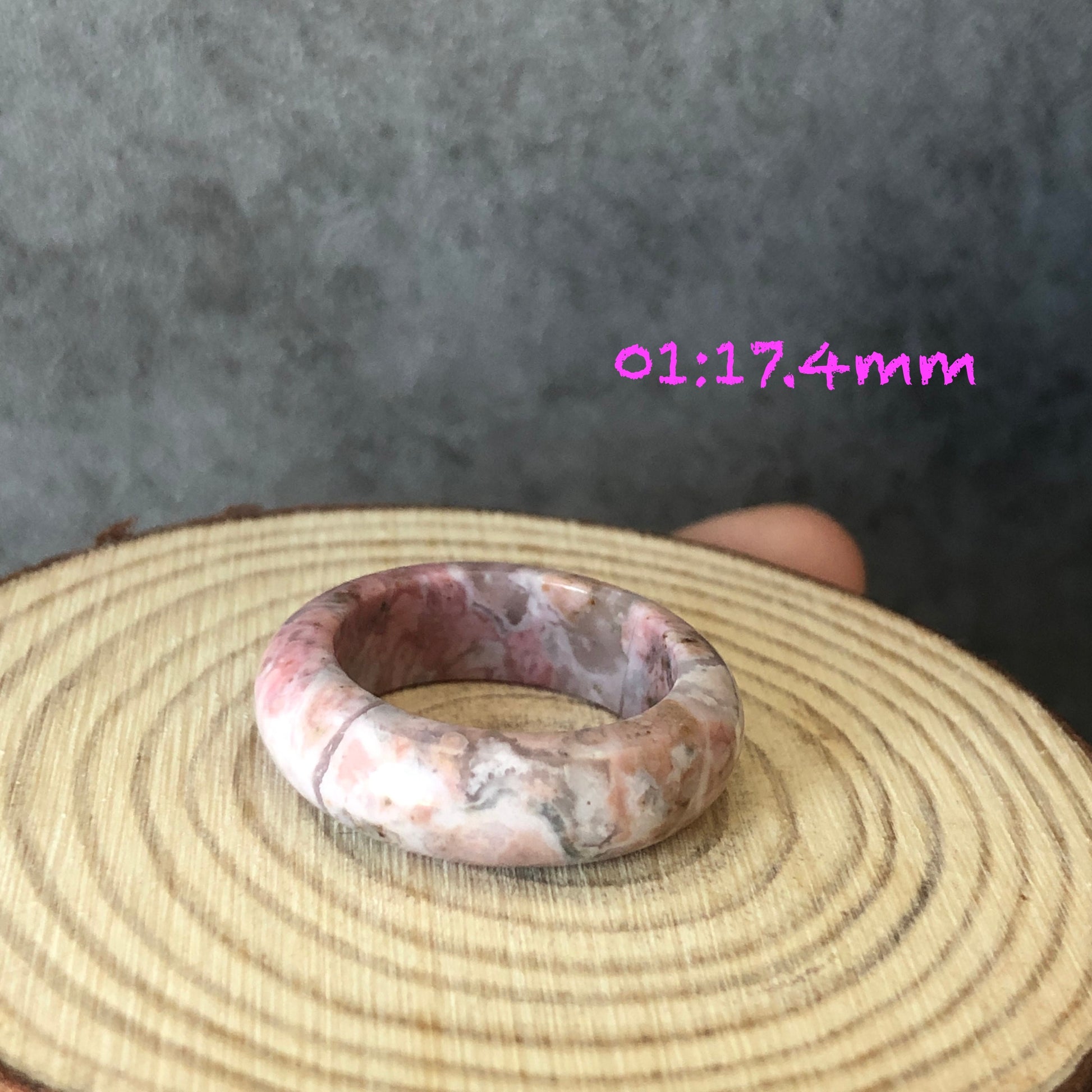 Natural High Quality Rhodonite Ring | Wedding Dress | 17mm | US 7 -7.5 | Natural Stone| Healing Stone