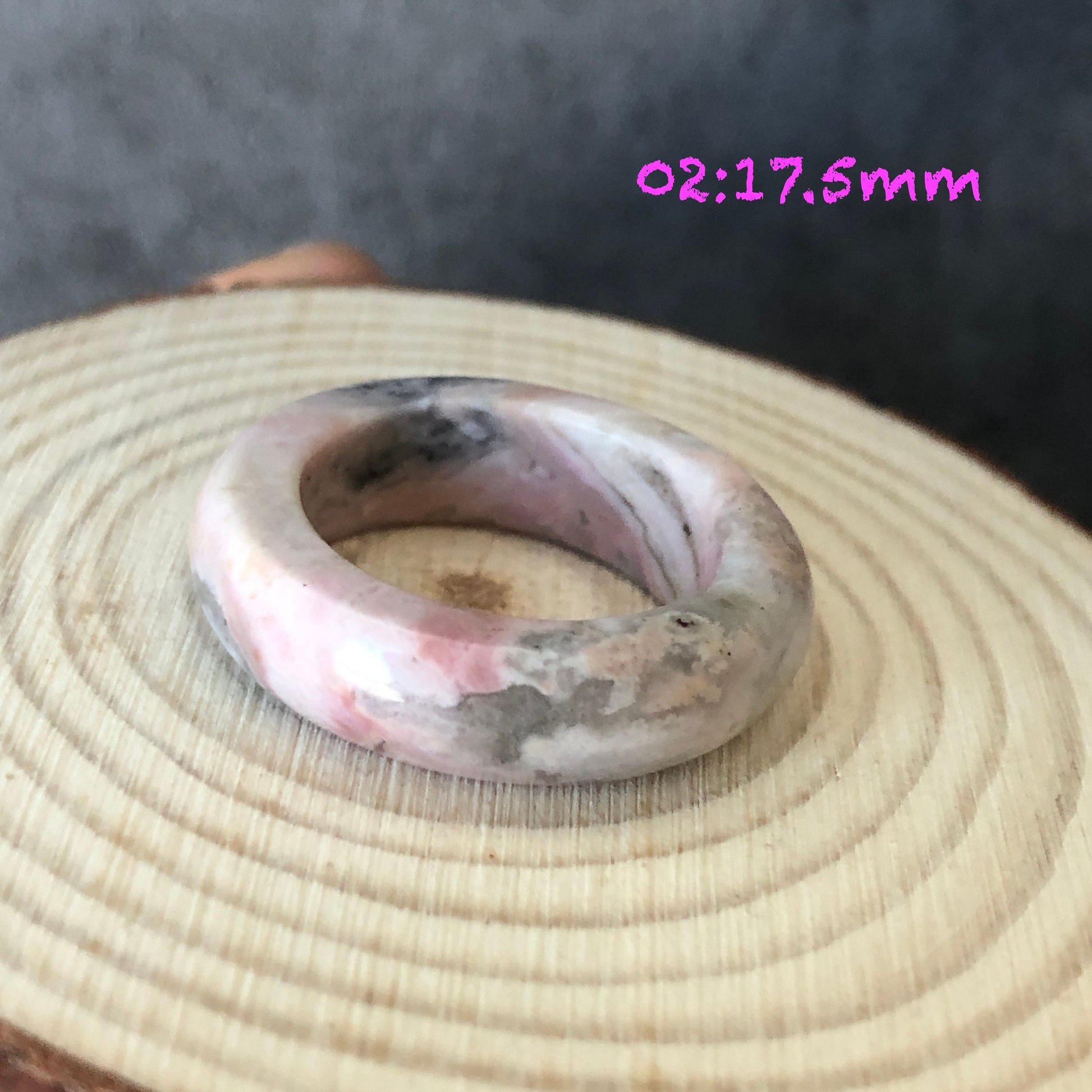 Natural High Quality Rhodonite Ring | Wedding Dress | 17mm | US 7 -7.5 | Natural Stone| Healing Stone