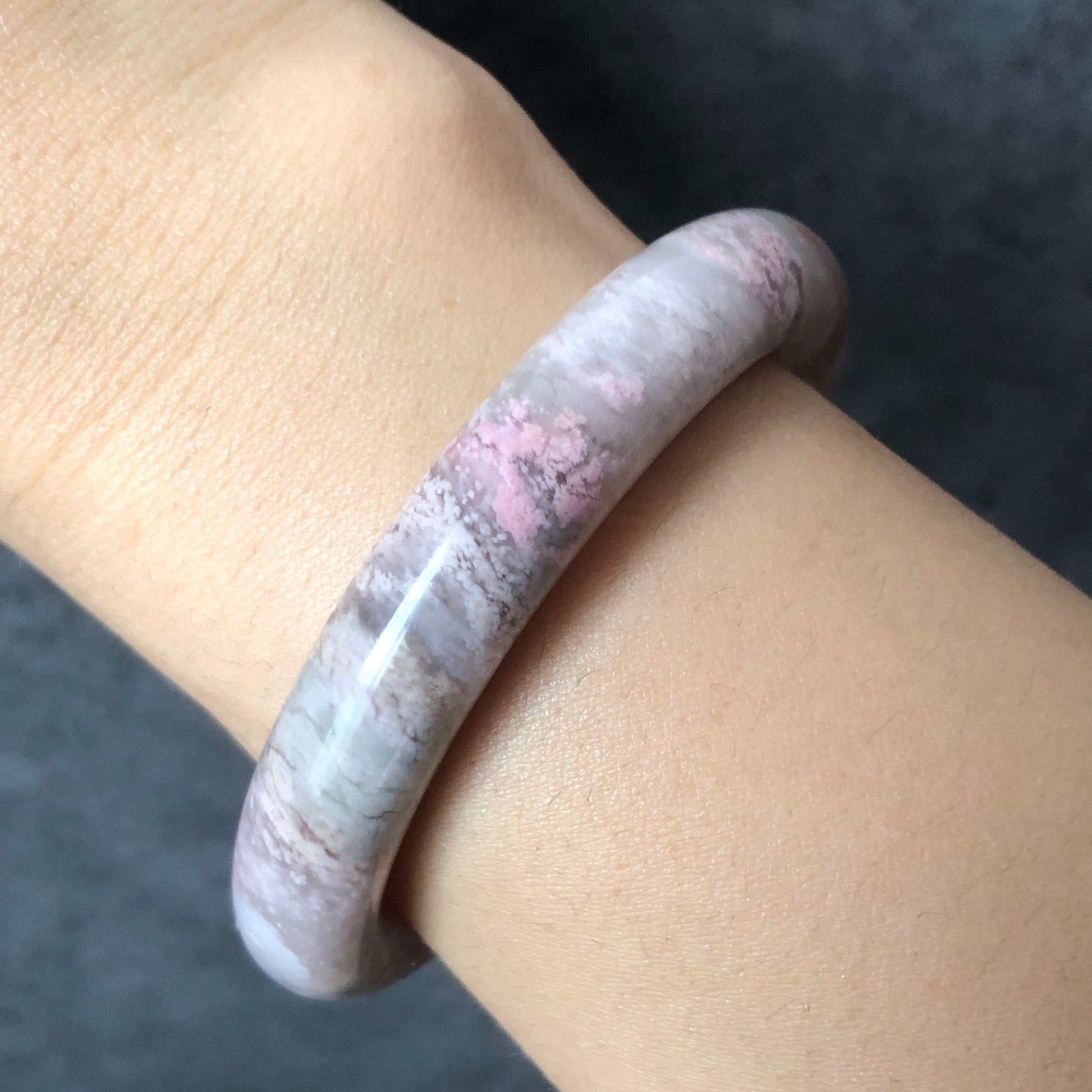 51.8mm High quality Natural Rhodonite Stone Bangle Bracelet | Pink Lace | Sakura Rain | Crystal Gemstone Bangle | Healing Stone Gift for Her