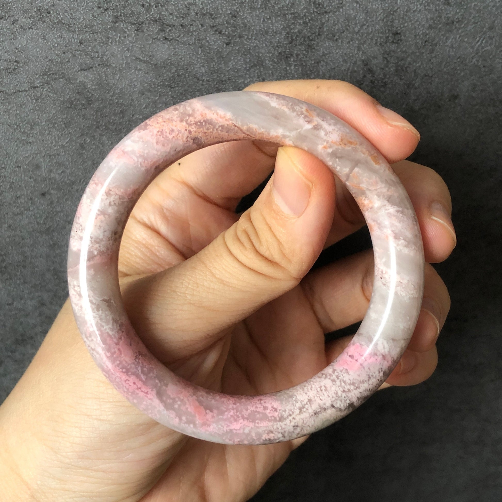 51.8mm High quality Natural Rhodonite Stone Bangle Bracelet | Pink Lace | Sakura Rain | Crystal Gemstone Bangle | Healing Stone Gift for Her