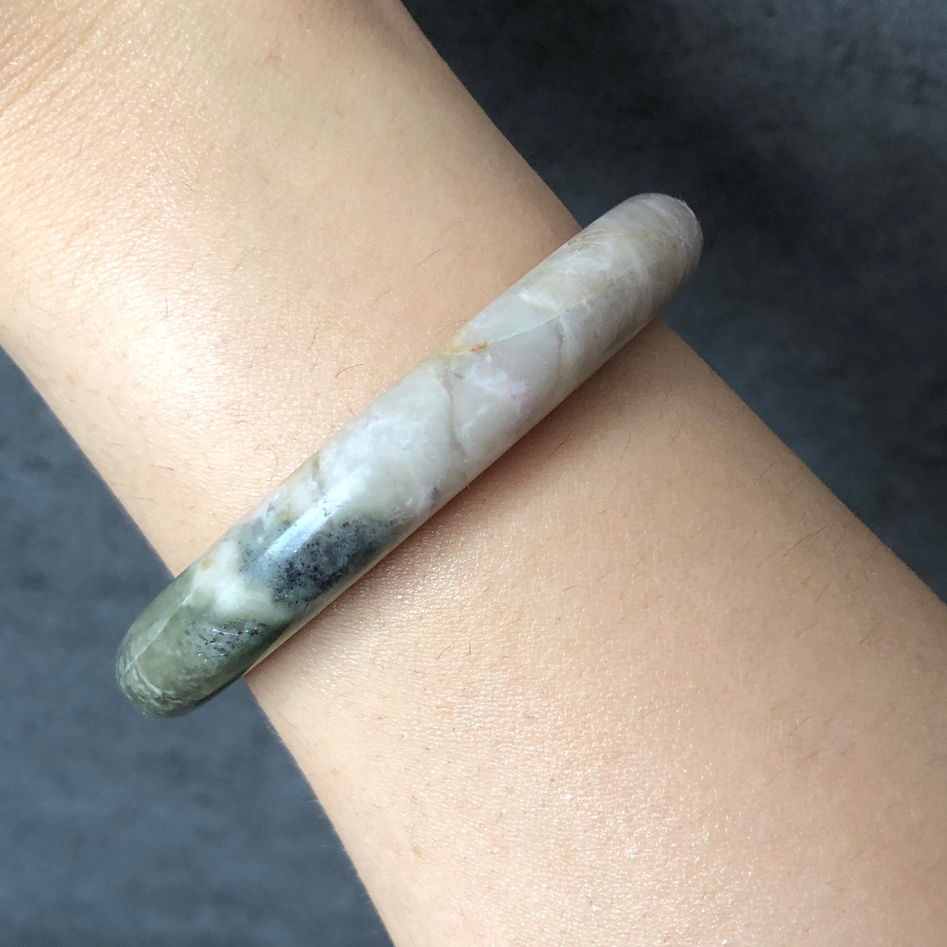 51.2mm Natural Rhodonite Stone Bangle | Fairy in forest | Pink & Green | Crystal Bangle Gemstone Bracelet | Healing Stone Gift for her, small size bangle, kid bangle, green raw stone bangle, white stone bangle for women, vintage style antique bangle