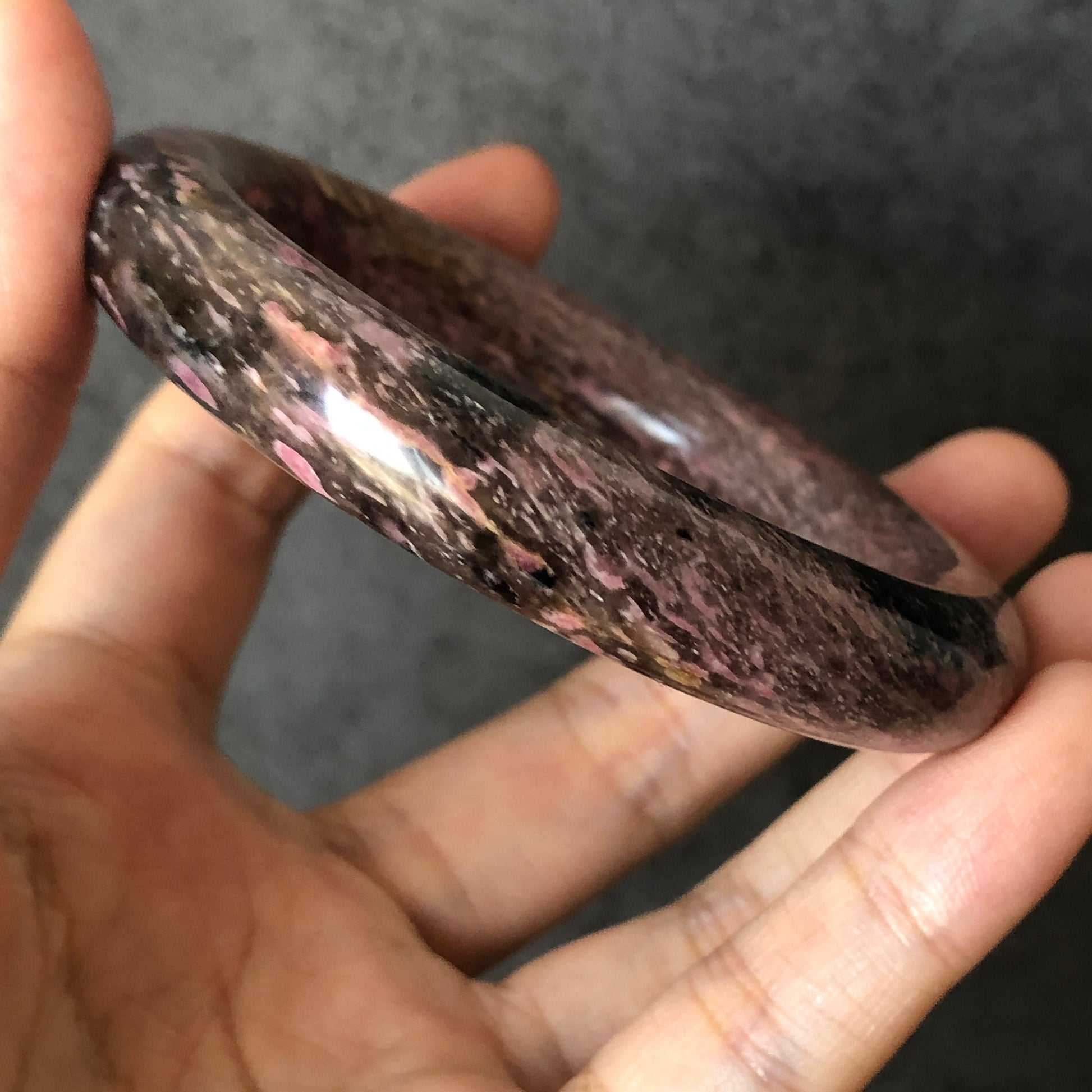 55.3mm Ultra-rare Natural Rhodonite Bangle | Black Night Sakura Rain Cherry Blossom | Stone Bracelet Crystal Gemstone Bangle | Healing Stone