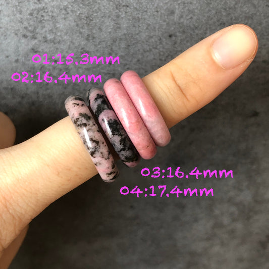 Natural High Quality Rhodonite Ring | 15-17mm | US 4.5-7 | Natural Stone| Healing Stone