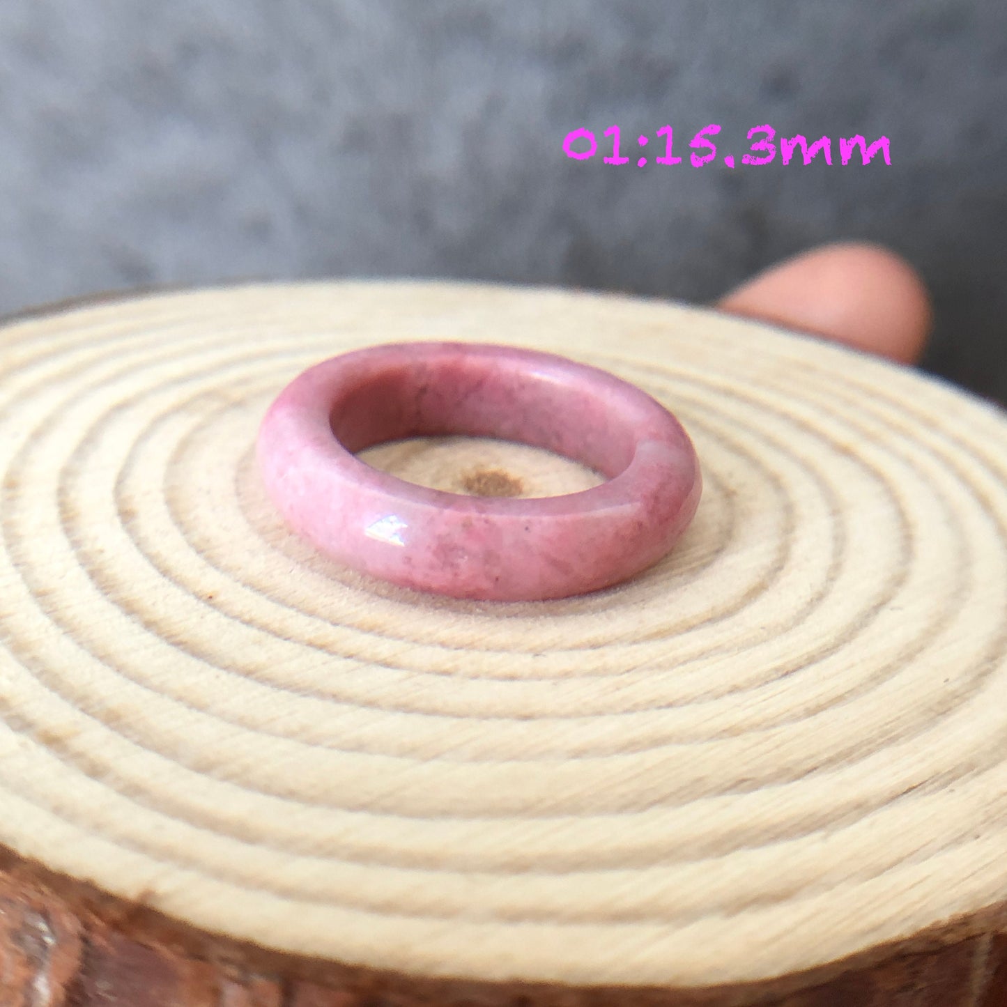 Natural High Quality Rhodonite Ring | 15-17mm | US 4.5-7 | Natural Stone| Healing Stone