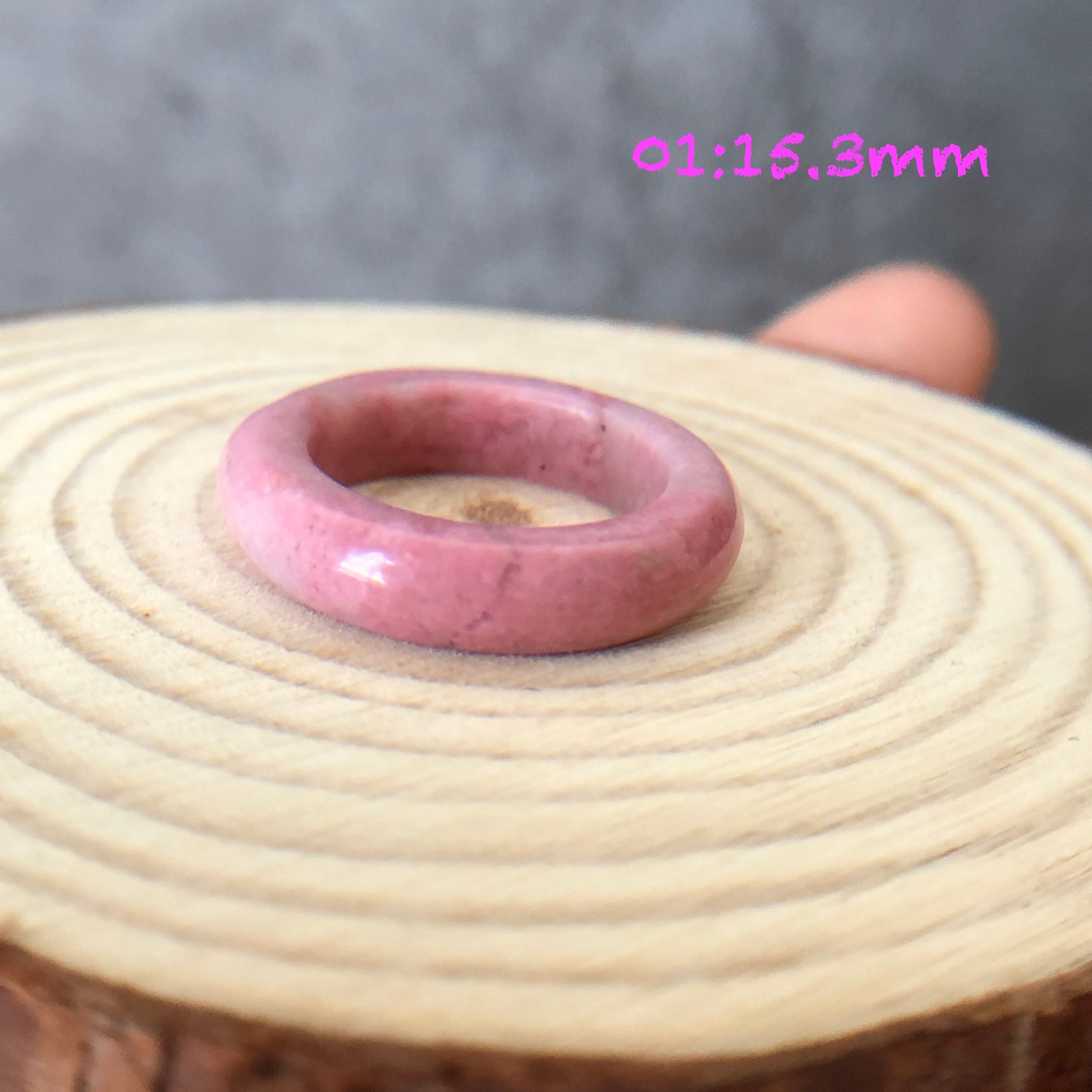 Natural High Quality Rhodonite Ring | 15-17mm | US 4.5-7 | Natural Stone| Healing Stone