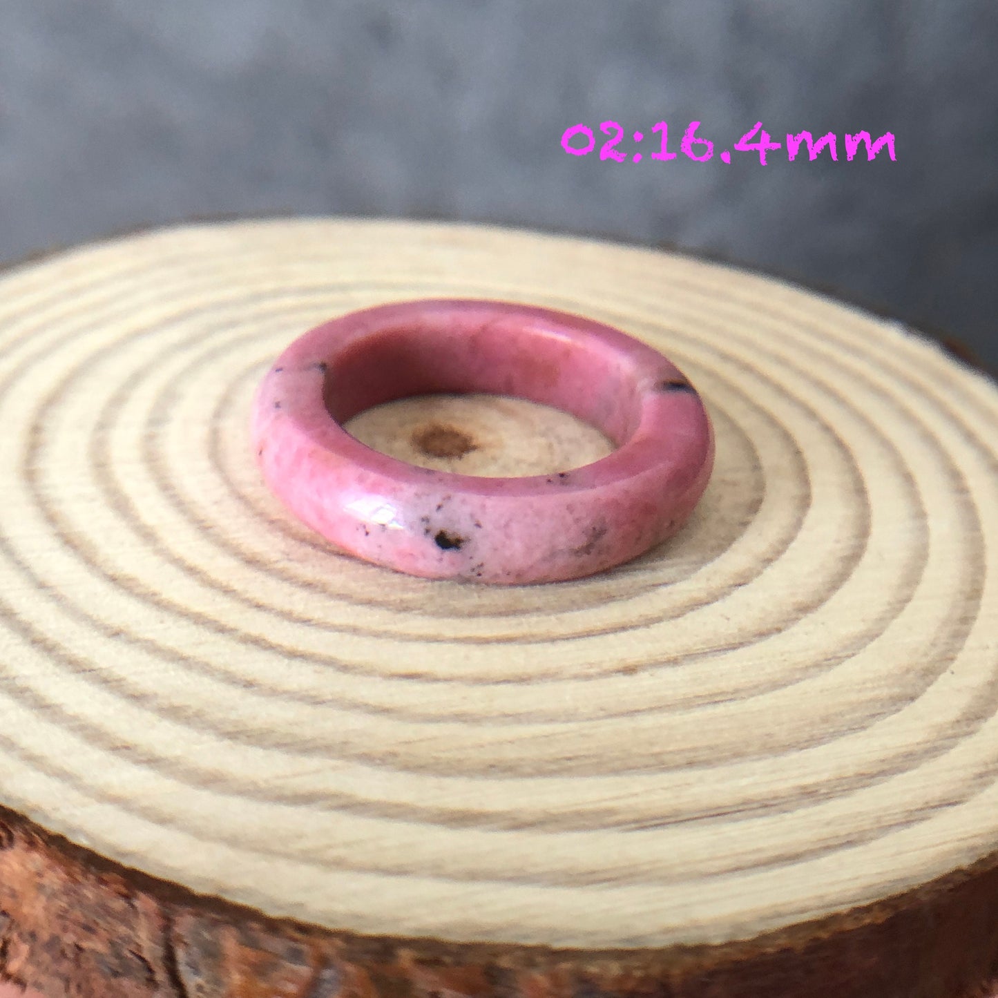 Natural High Quality Rhodonite Ring | 15-17mm | US 4.5-7 | Natural Stone| Healing Stone