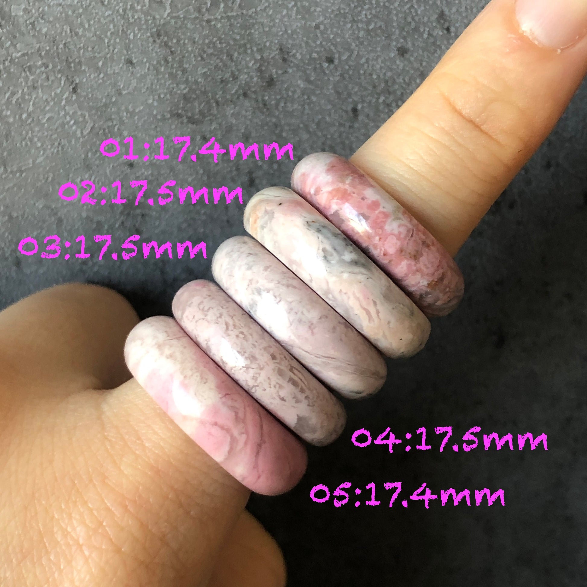 Natural High Quality Rhodonite Ring | Wedding Dress | 17mm | US 7 -7.5 | Natural Stone| Healing Stone