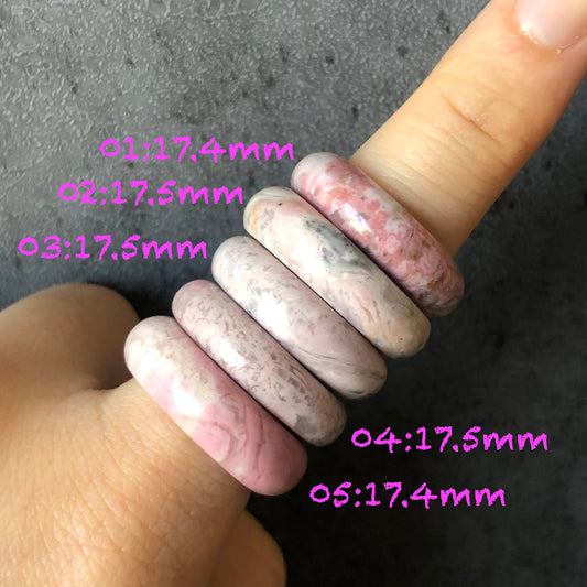 Natural High Quality Rhodonite Ring | Wedding Dress | 17mm | US 7 -7.5 | Natural Stone| Healing Stone