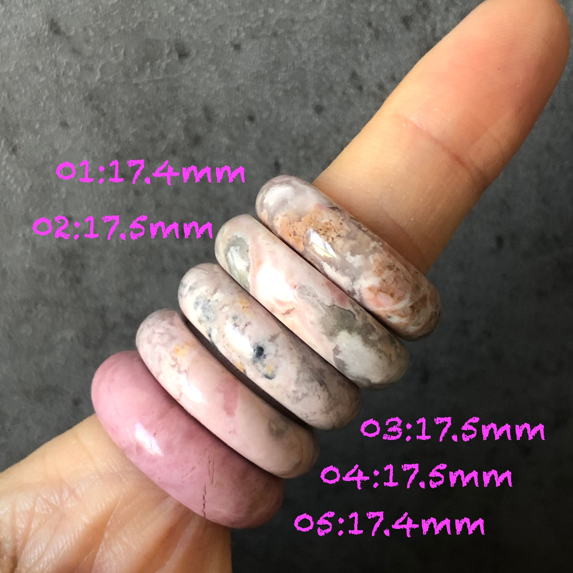 Natural High Quality Rhodonite Ring | Wedding Dress | 17mm | US 7 -7.5 | Natural Stone| Healing Stone