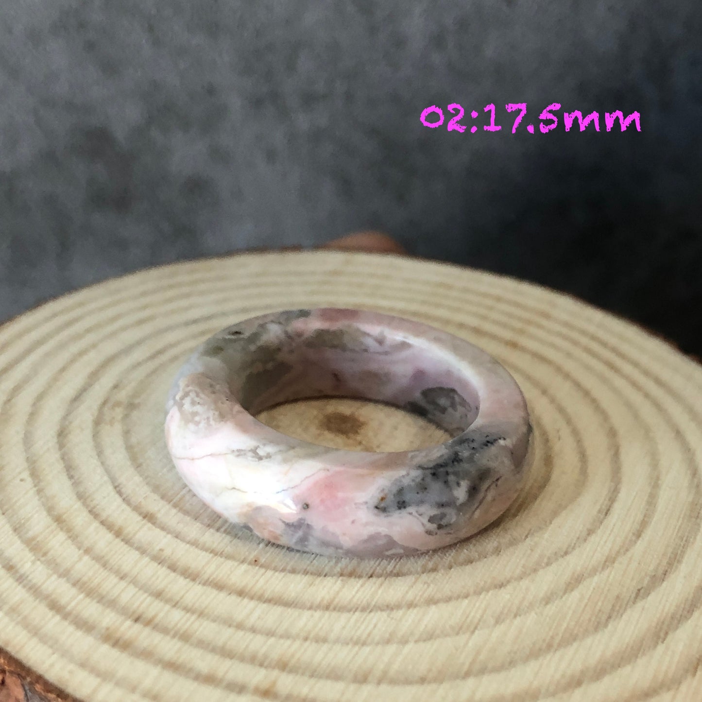 Natural High Quality Rhodonite Ring | Wedding Dress | 17mm | US 7 -7.5 | Natural Stone| Healing Stone