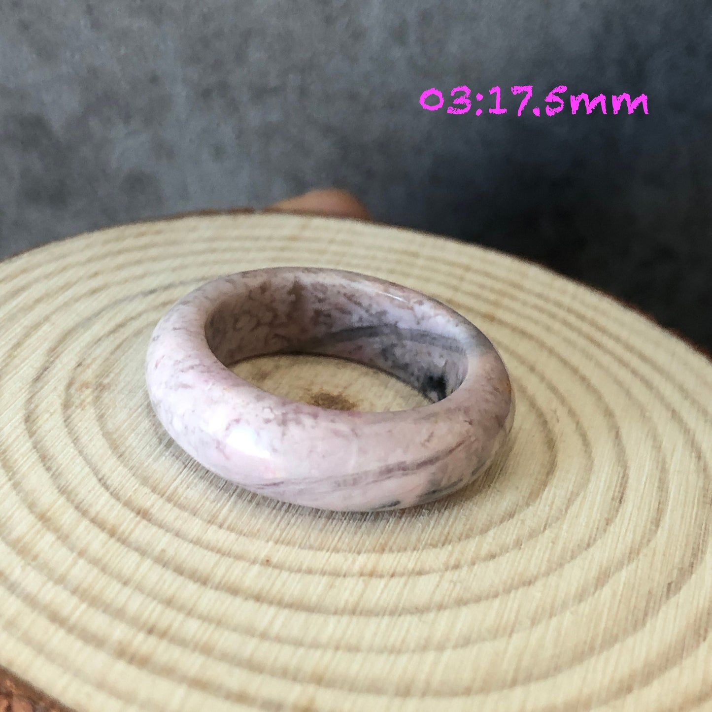 Natural High Quality Rhodonite Ring | Wedding Dress | 17mm | US 7 -7.5 | Natural Stone| Healing Stone