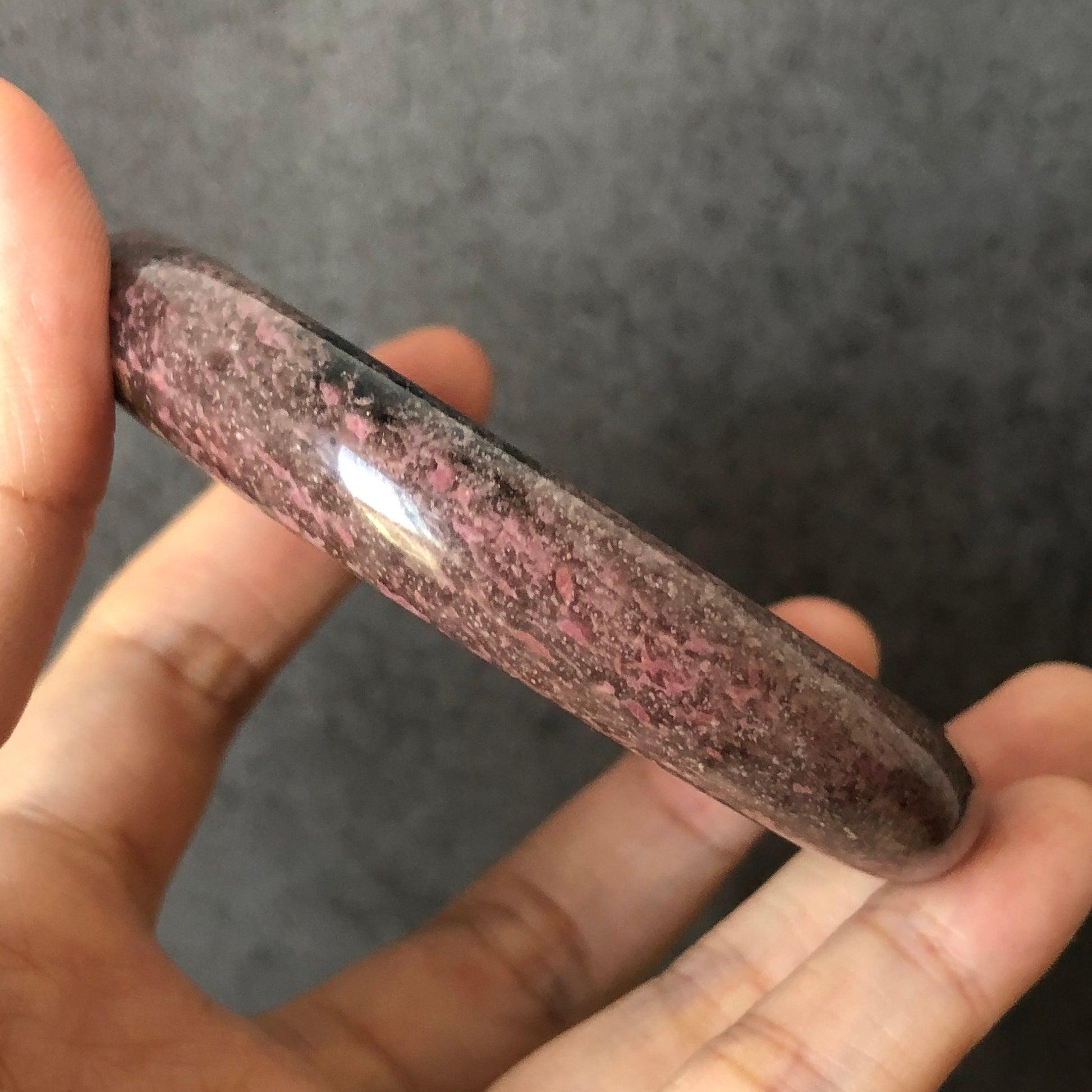 55.3mm Ultra-rare Natural Rhodonite Bangle | Black Night Sakura Rain Cherry Blossom | Stone Bracelet Crystal Gemstone Bangle | Healing Stone