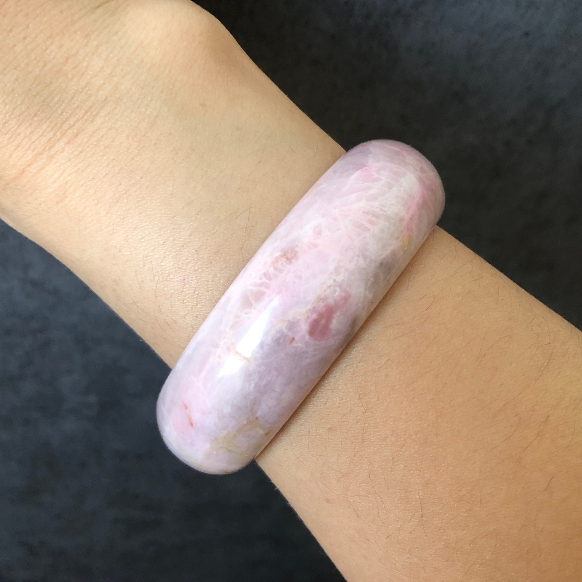 55mm Natural Rhodonite Stone Bangle Bracelet | Strawberry Yogurt | White Pink Gold | Pink Crystal Gemstone Bangle | Healing Stone for women, cute baby pink stone bracelet, rhodonite stone jewelry, raw stone bangle, stone stone bracelet, gift for her