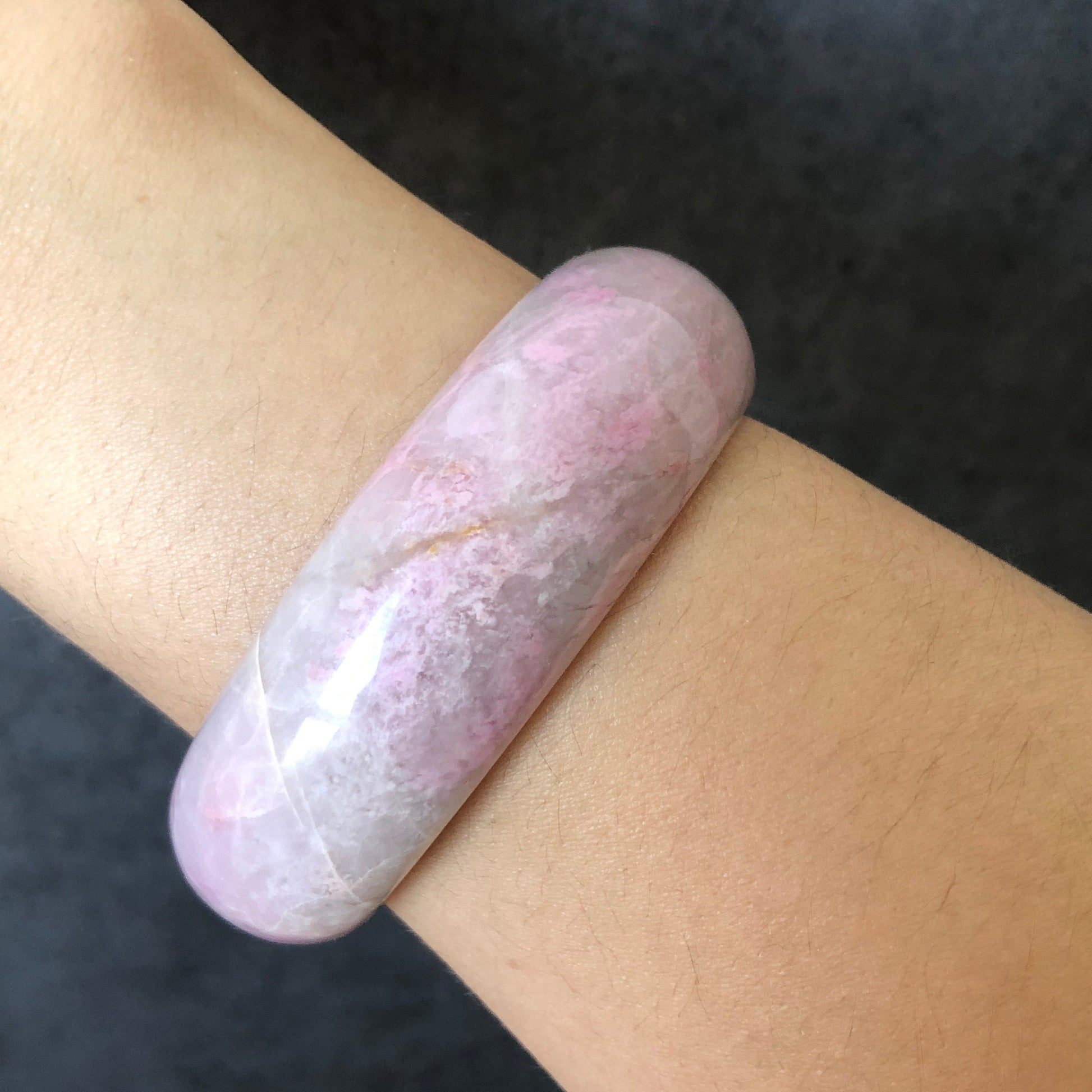 55mm Natural Rhodonite Stone Bangle Bracelet | Strawberry Yogurt | White Pink Gold | Pink Crystal Gemstone Bangle | Healing Stone for women, cute baby pink stone bracelet, rhodonite stone jewelry, raw stone bangle, stone stone bracelet, gift for her