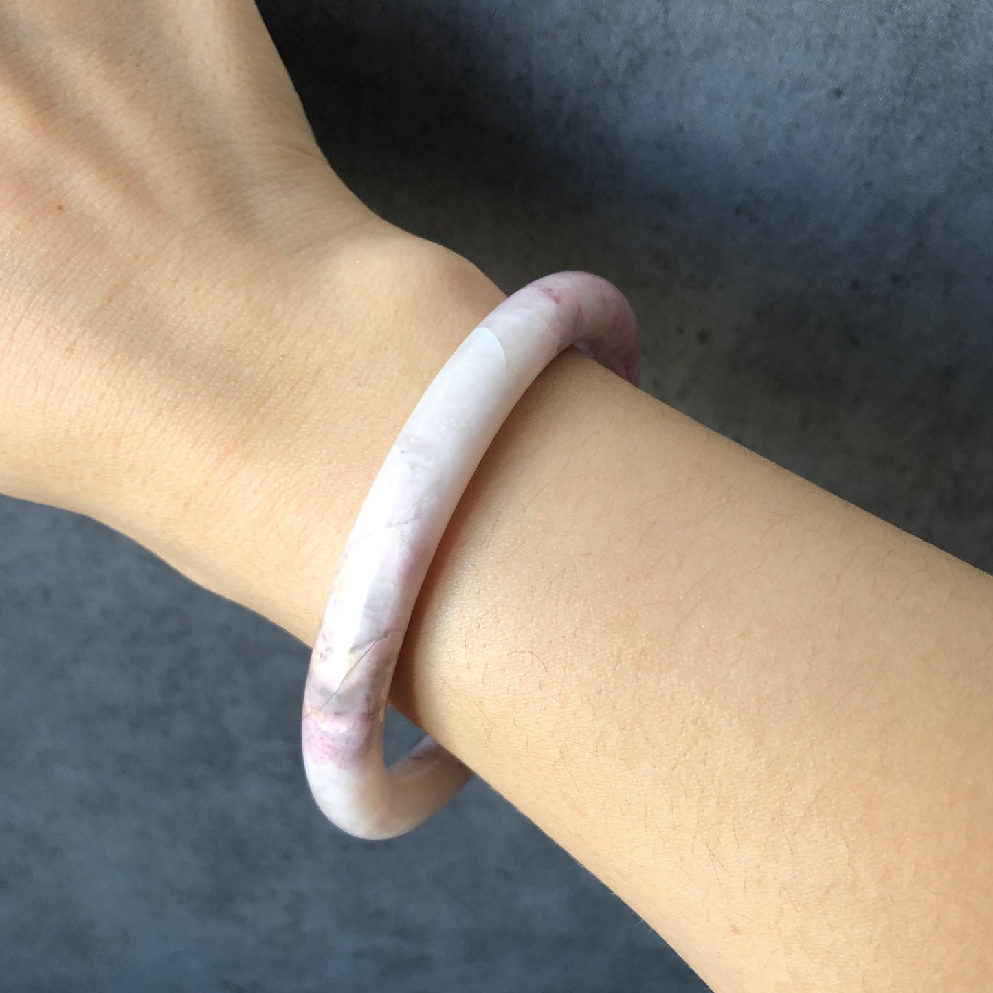 61.4mm Premium Rare Find Rhodonite Stone Bangle Bracelet | The Snowy | Milky White  Pink | Crystal Gemstone Bangle | Healing Stone for Women, pink raw stone bangle, pink rock bracelet, white gemstone bangle, love stone gift for her, rhodonite jewelry