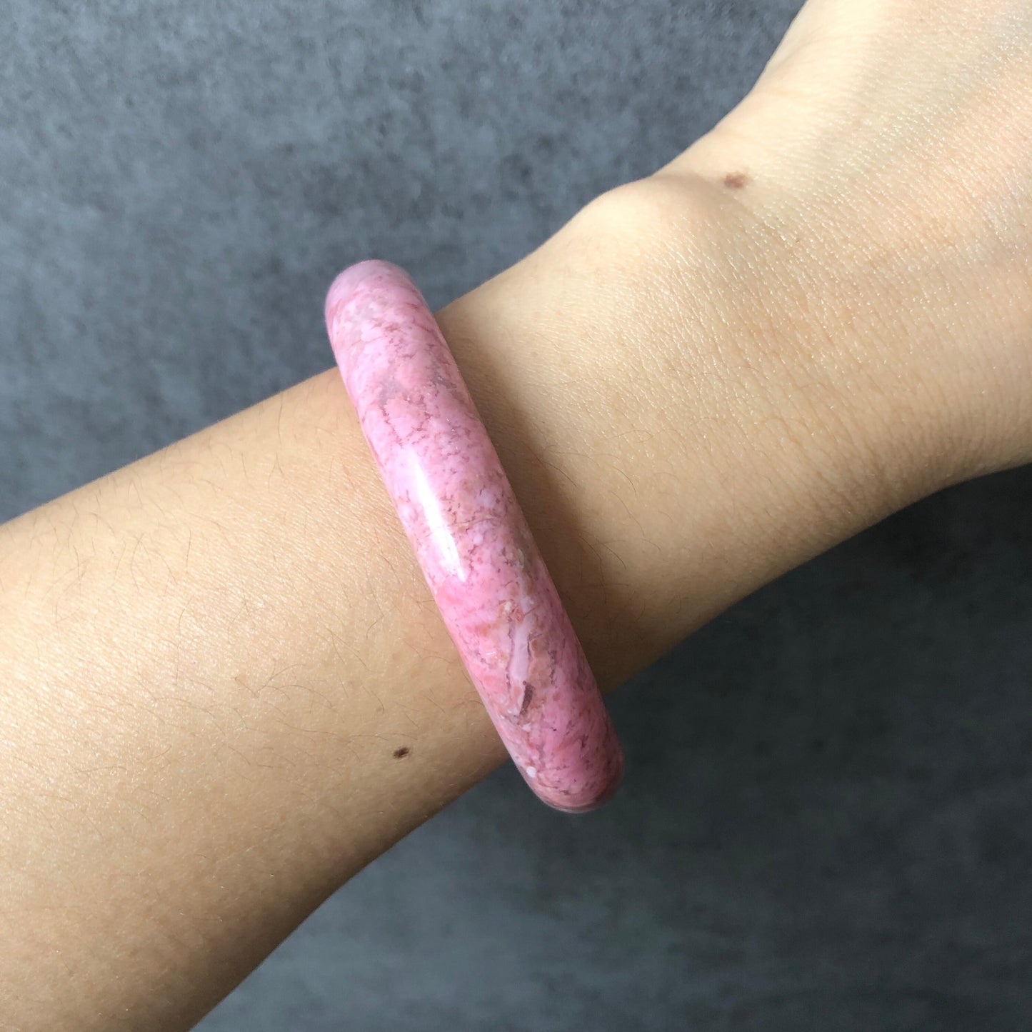 51mm Premium Natural Rhodonite Stone Bangle Bracelet | Barbie Baby Pink | Small Size Crystal Bracelet Gemstone Bangle for Kid | Gift for her