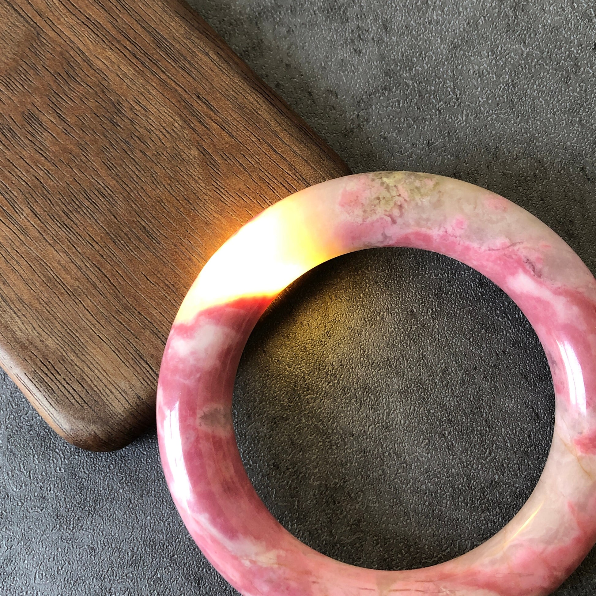 52.6mm Natural Rhodonite Bangle Bracelet | Pink Cloud | Baby Pink Crystal Bangle | Raw Stone Bangle | Gemstone Bracelet | Healing Stone Gift, rosy pink bangle, bangle for women, pink gemstone, pink rhodonite jewelry, bracelet for women, love stone