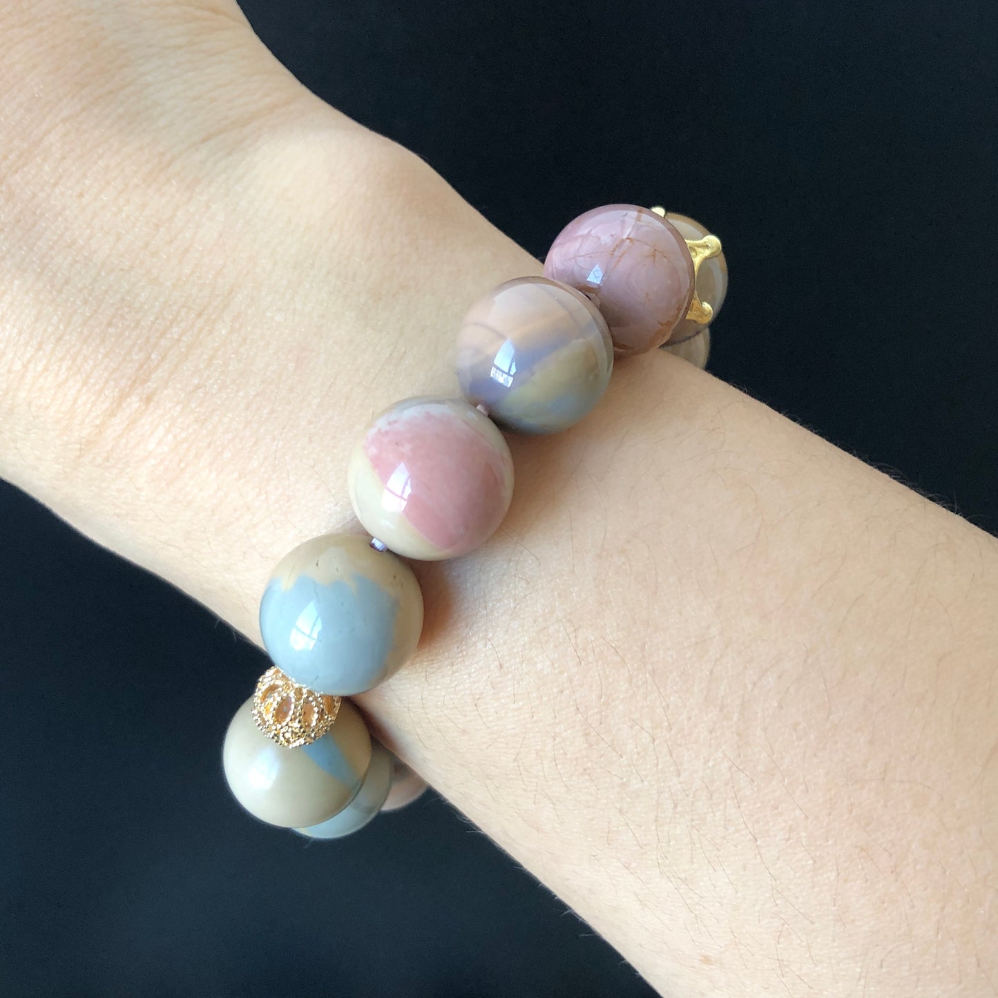 High Quality Natural Alashan Agate Bead Bracelet 14+mm | Swirl Candy | Gemstone Jewellery | DIY Beads | Stone Bracelet | Crystal Bracelet