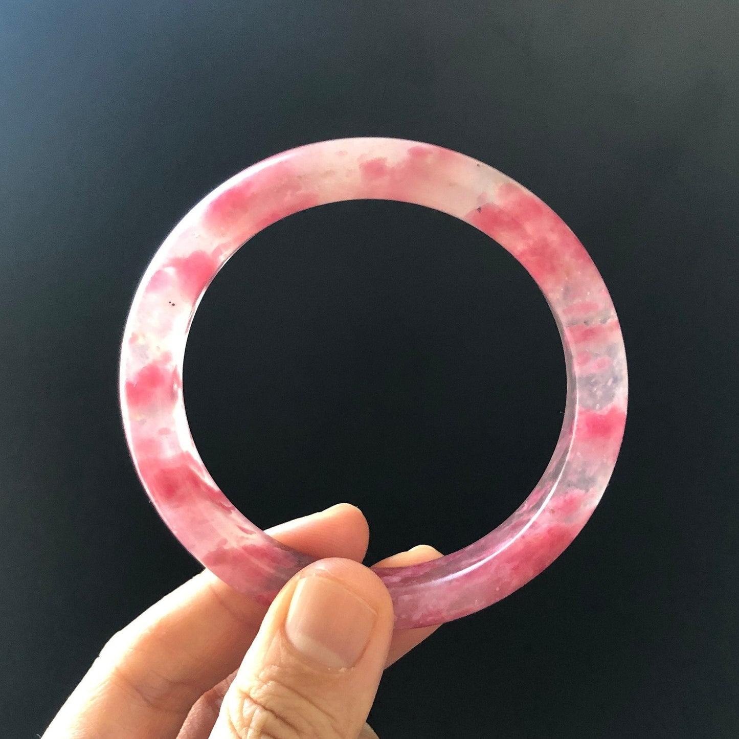 56.6mm Premium Ultra-rare Natural Icy Rhodonite Bangle | Red Clouds | Sakura Rain | Plum Blossom | Cherry Blossom | Stone Crystal Bangle