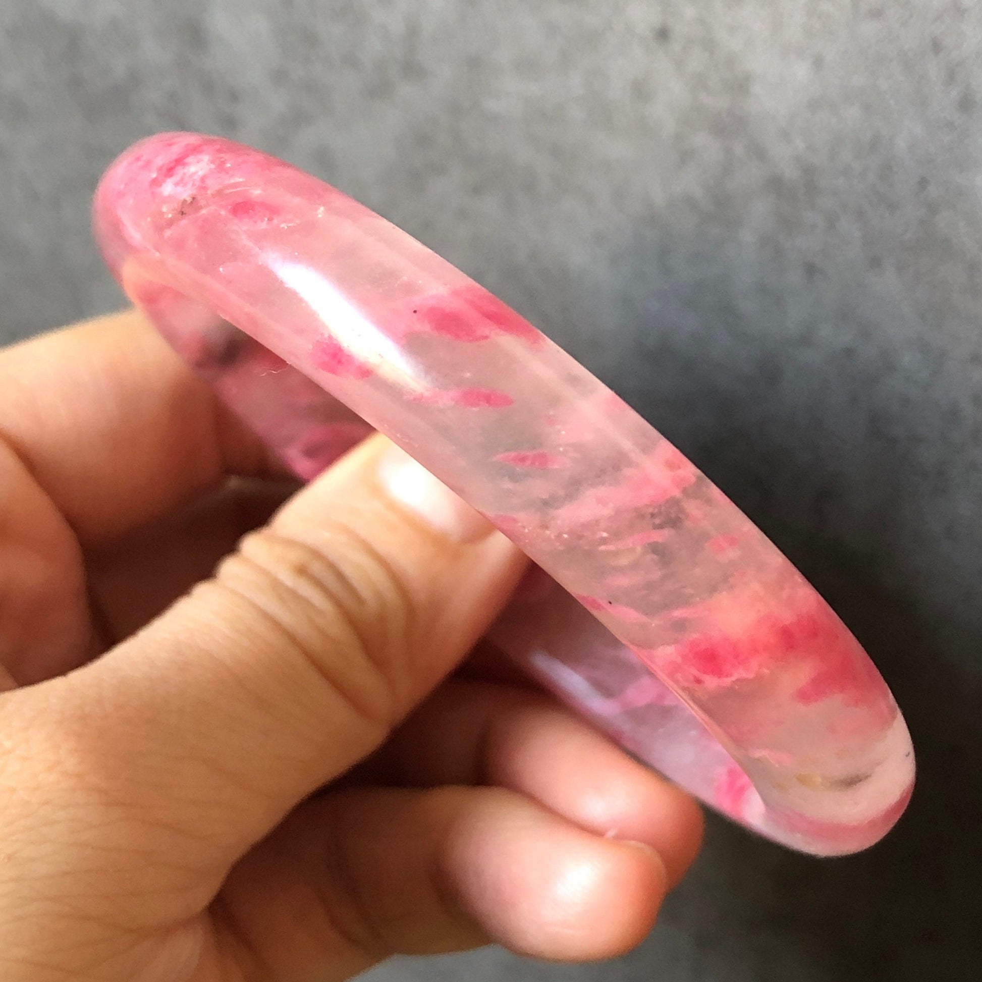 56.6mm Premium Ultra-rare Natural Icy Rhodonite Bangle | Red Clouds | Sakura Rain | Plum Blossom | Cherry Blossom | Stone Crystal Bangle