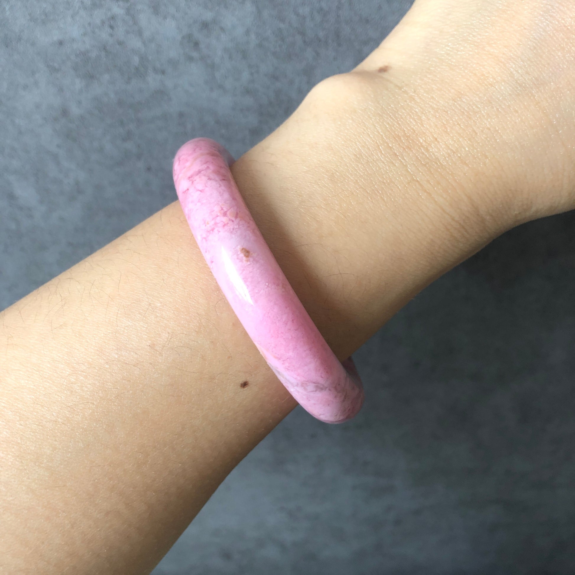 51mm Premium Natural Rhodonite Stone Bangle Bracelet | Barbie Baby Pink | Small Size Crystal Bracelet Gemstone Bangle for Kid | Gift for her