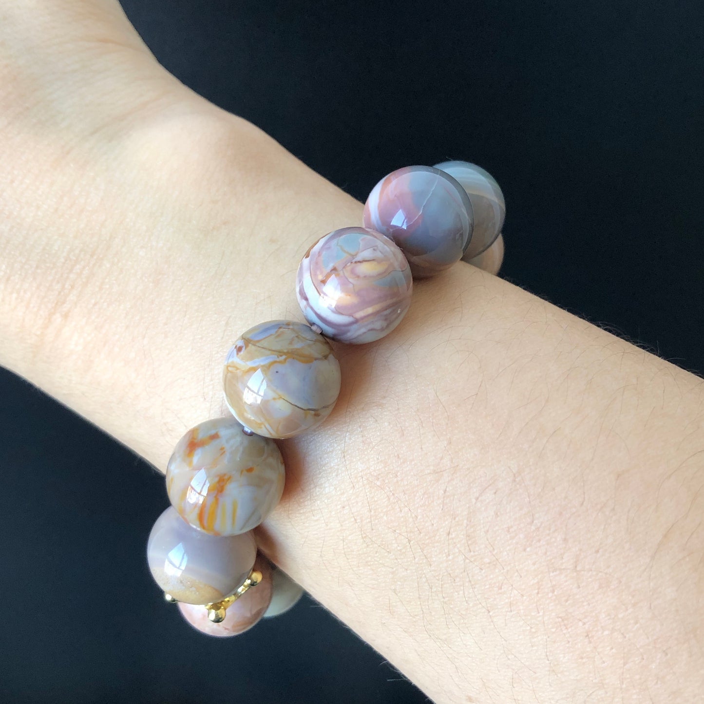 High Quality Natural Alashan Agate Bead Bracelet 14+mm | Swirl Candy | Gemstone Jewellery | DIY Beads | Stone Bracelet | Crystal Bracelet