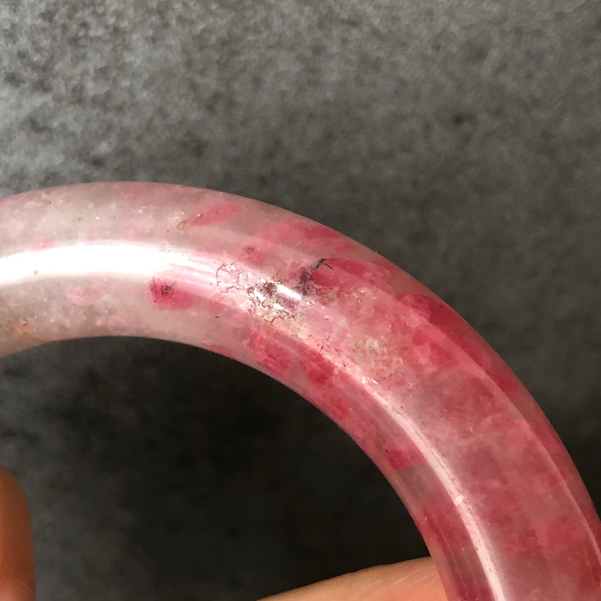 54.8mm Natural Icy Rhodonite Bangle | Danqing Chinese Painting | Sakura Rain Cherry Blossom | Crystal Gemstone Bracelet | Healing Stone Gift