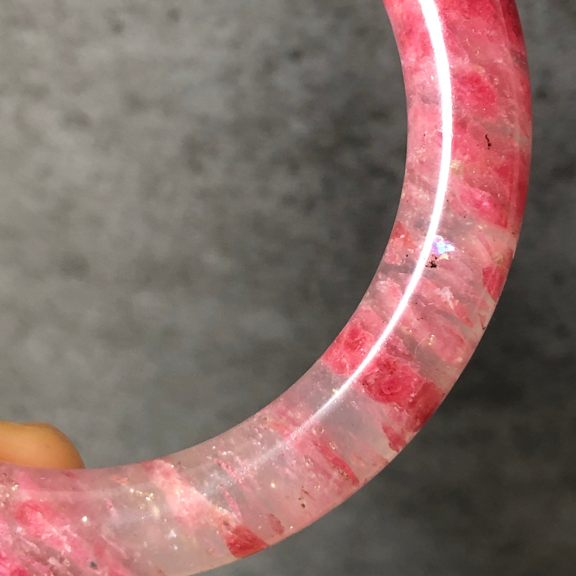 57.1mm Ultra-rare Natural Icy Rhodonite Bangle | Layers of red clouds | Sakura Rain Cherry Blossom | Sparky Crystal Bangle Stone Bracelet