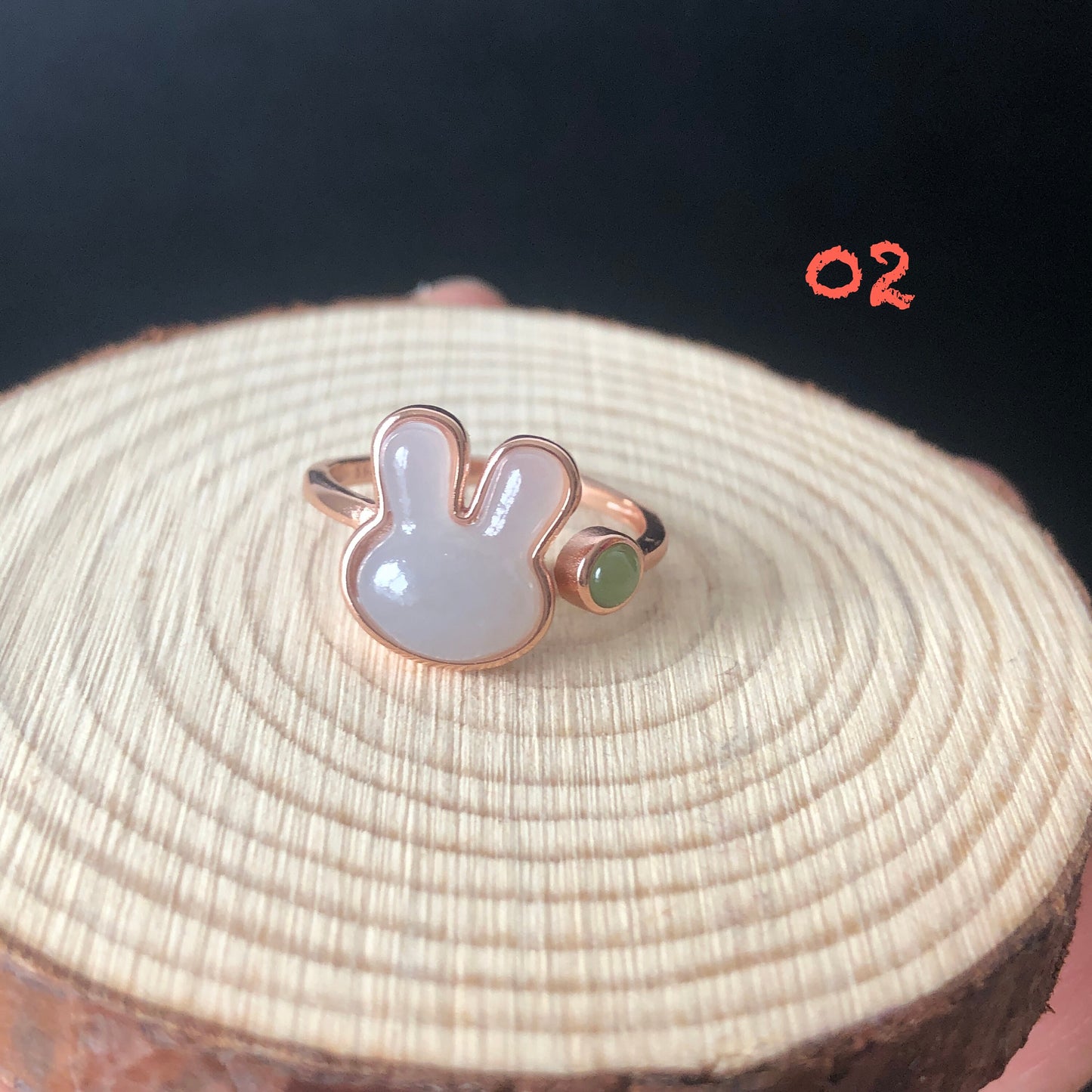 Natural Hetian Jade Rabbit adjustable Rose Gold Ring | Year of Rabbit | Gemstone ring | Easter Gift | Gifts for her | Bunny multi-stone ring