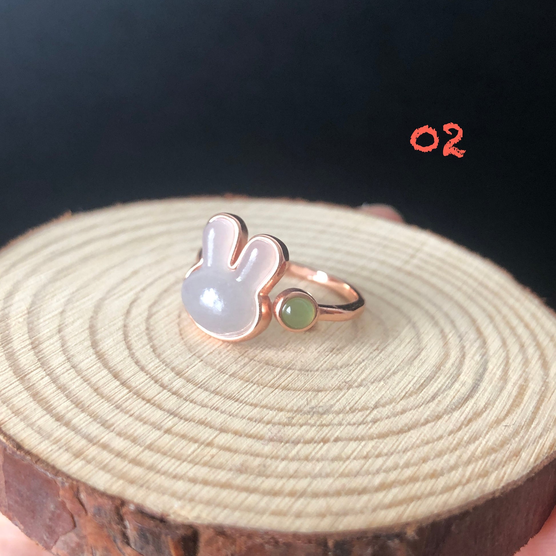 Natural Hetian Jade Rabbit adjustable Rose Gold Ring | Year of Rabbit | Gemstone ring | Easter Gift | Gifts for her | Bunny multi-stone ring