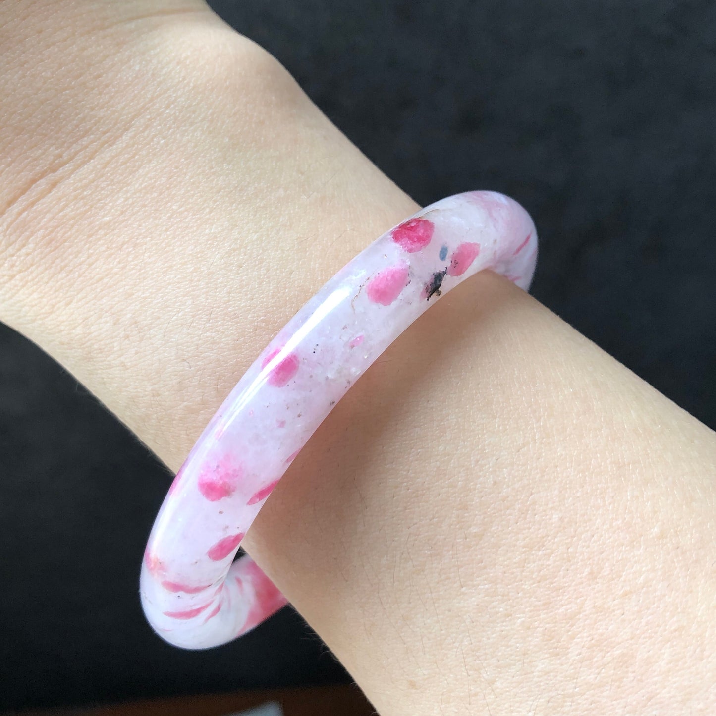 57.1mm Ultra-rare Natural Icy Rhodonite Bangle | Raspberry Yogurt | Plum Cherry Blossom | Stone Bangle Crystal Bracelet | Healing Stone Gift