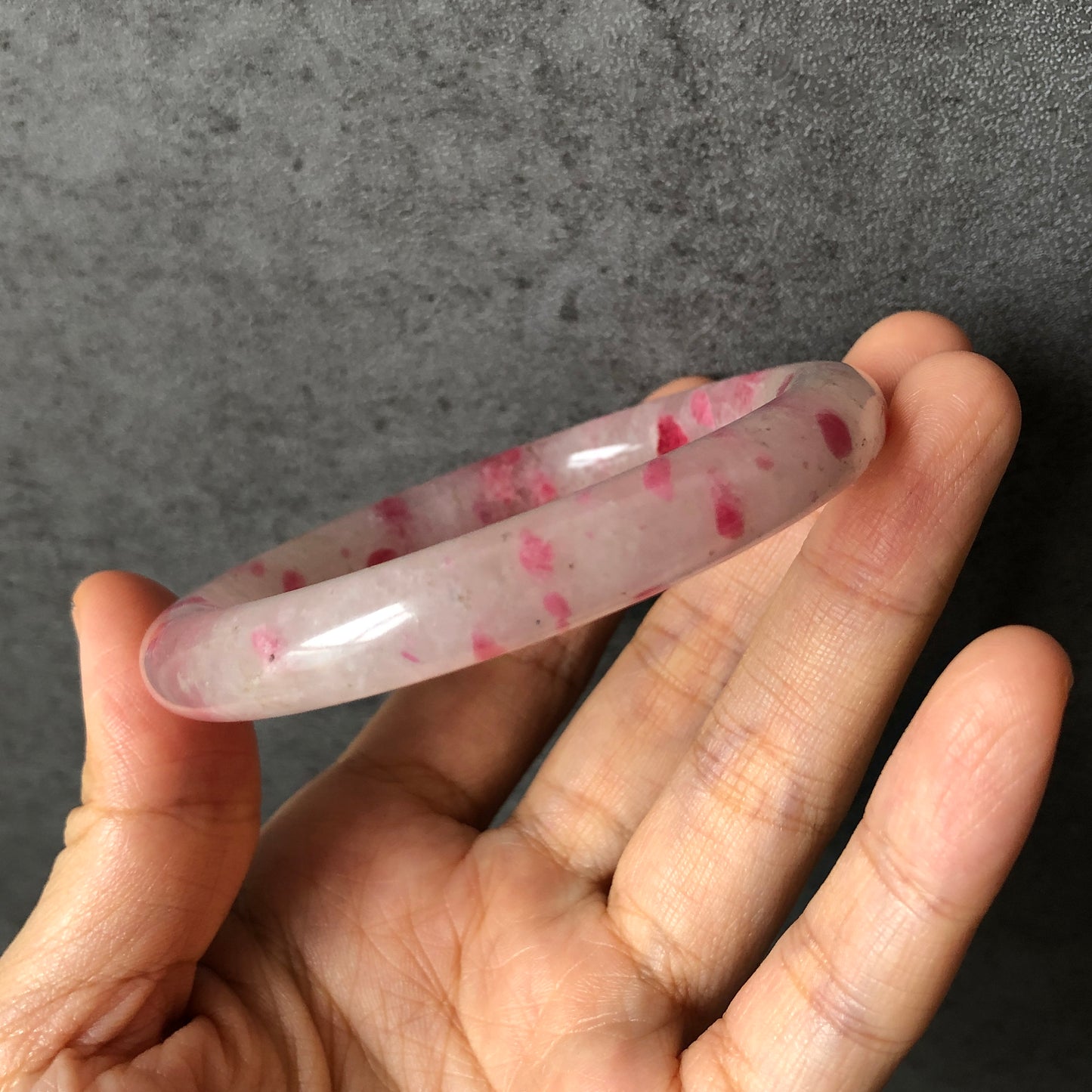 57.1mm Ultra-rare Natural Icy Rhodonite Bangle | Raspberry Yogurt | Plum Cherry Blossom | Stone Bangle Crystal Bracelet | Healing Stone Gift