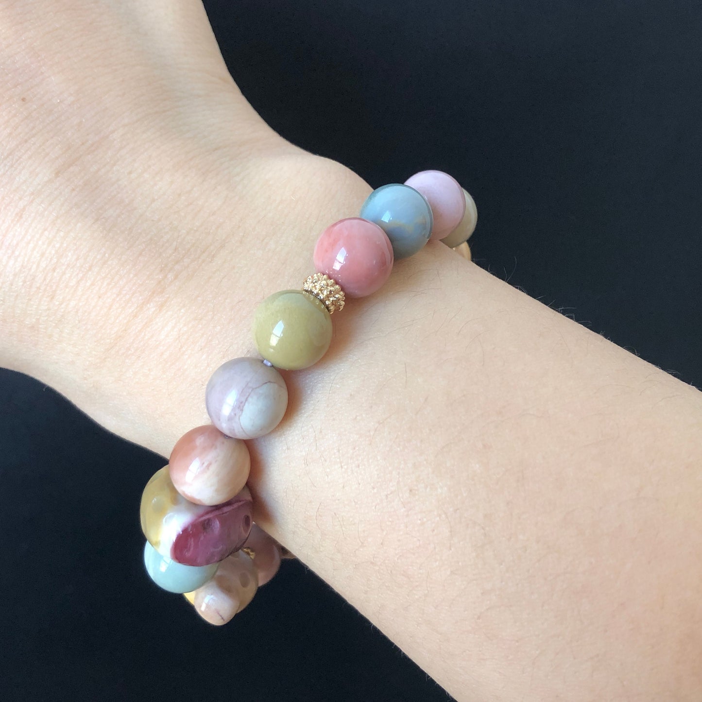 Alashan Agate M&M Cookies Donut carved Charm Bead Bracelet | Dessert Combo | Colourful Macaroon | Crystal Bracelet | DIY Beads |Candy Sweet