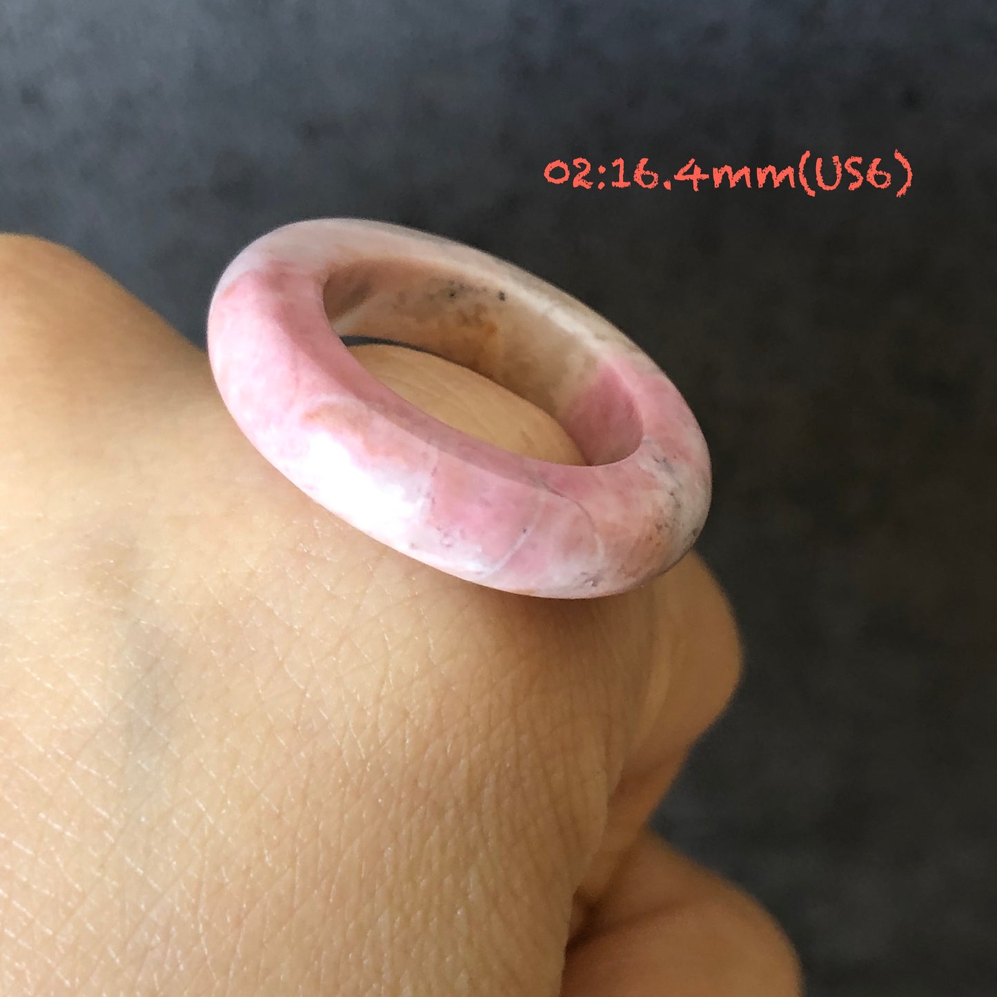 Natural High Quality Rhodonite Ring | Autumn Leaves |16-17mm+ (US 6-7) Collection| Tiny Bangle around the finger | Natural Healing Stone